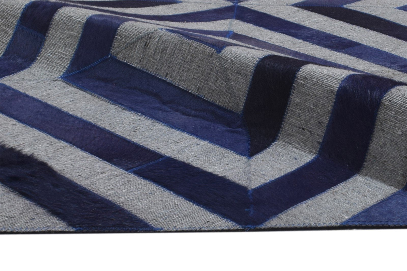 Leather / Cotton Blue Rug 6X6 Modern Hand Woven Moroccan Diamond Room Size 7864865620117