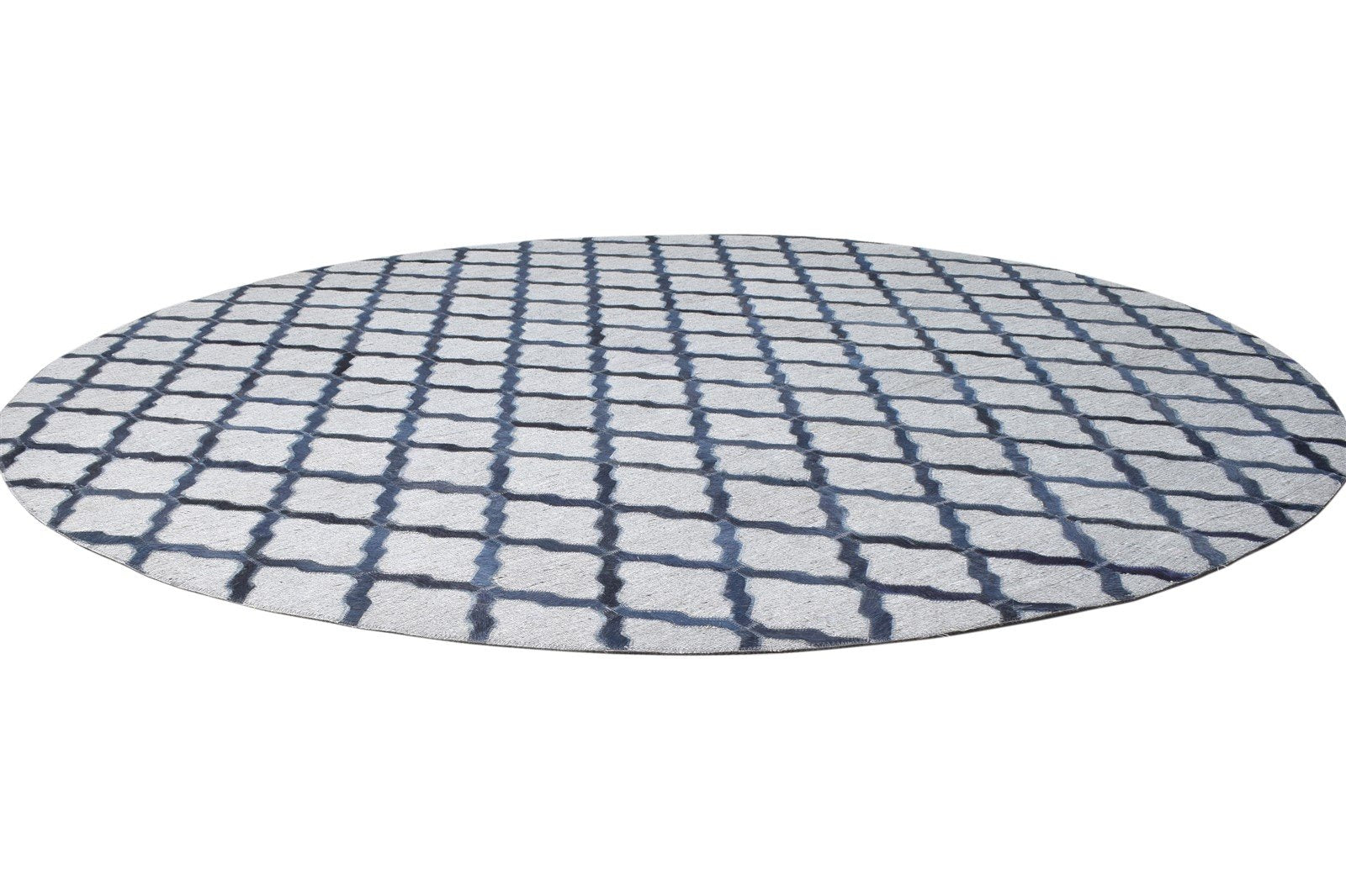 Leather / Cotton Blue Rug 6X6 Modern Hand Woven Moroccan Trellis Room Size 7864915132565