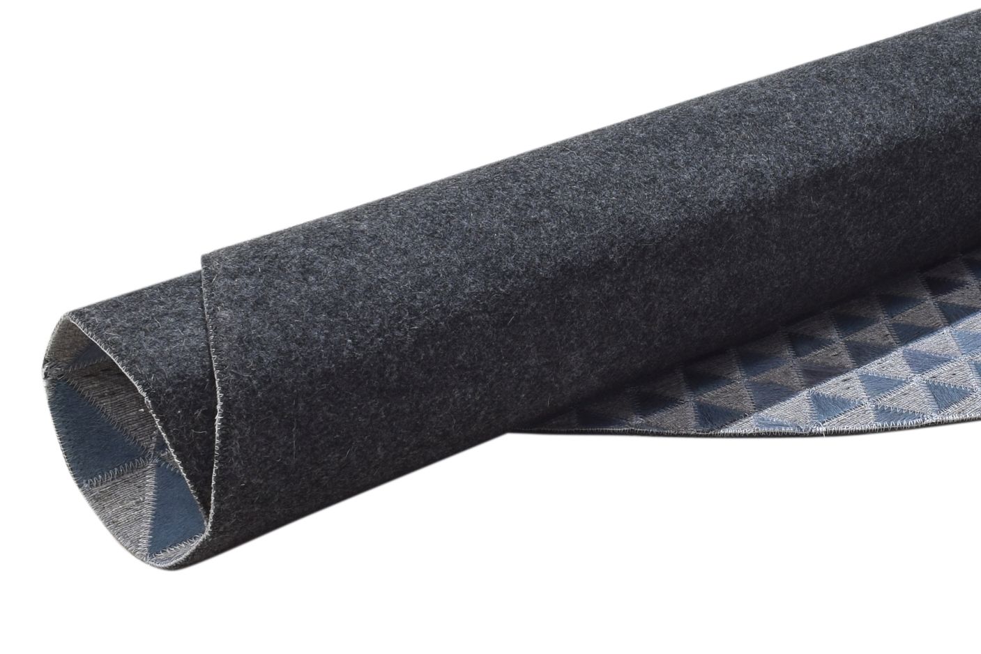 Leather / Cotton Blue Rug 6X6 Modern Hand Woven Scandinavian Triangles Room Size 7864945410197