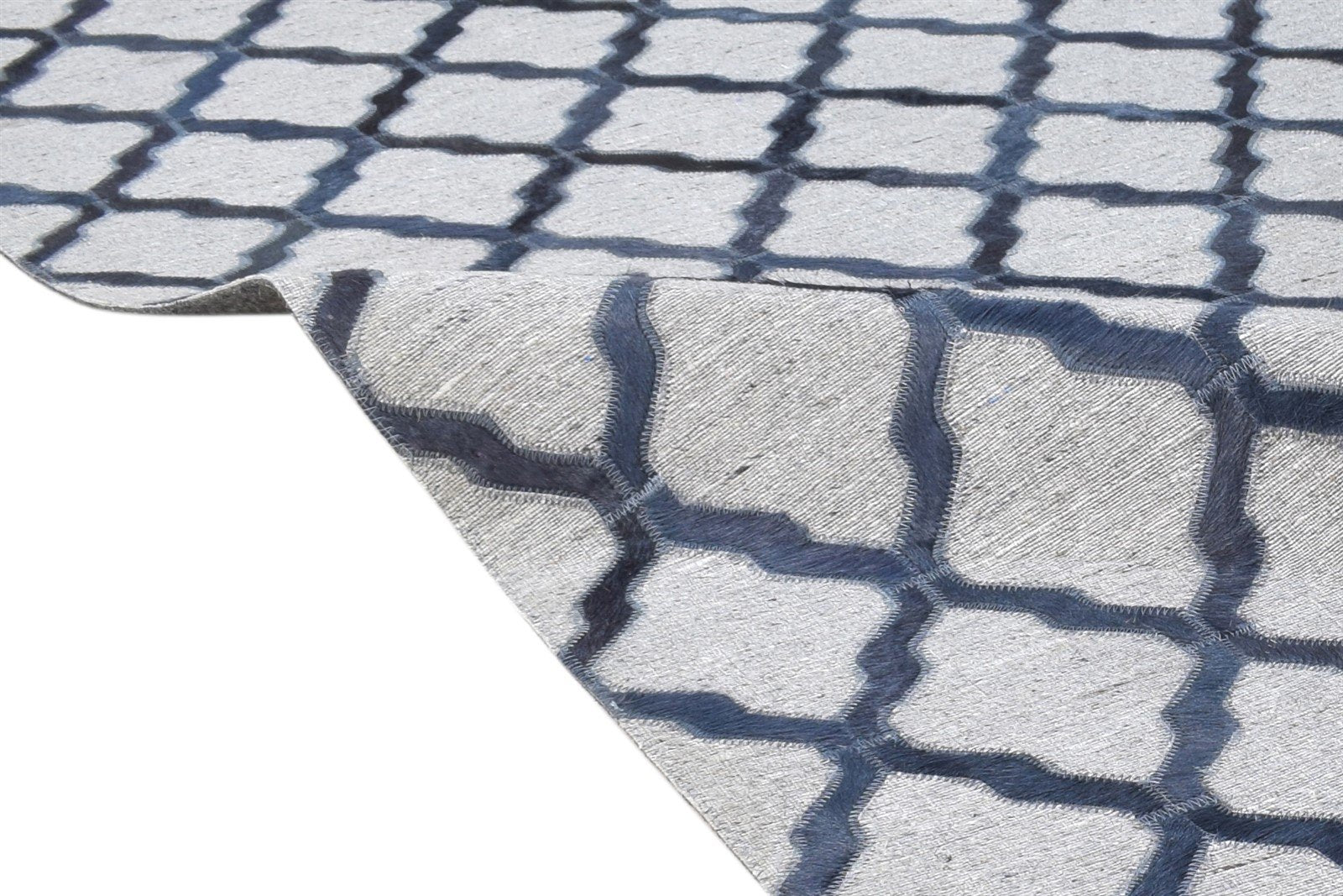 Leather / Cotton Charcoal Rug 6X6 Modern Hand Woven Moroccan Trellis Room Size 7864867651733