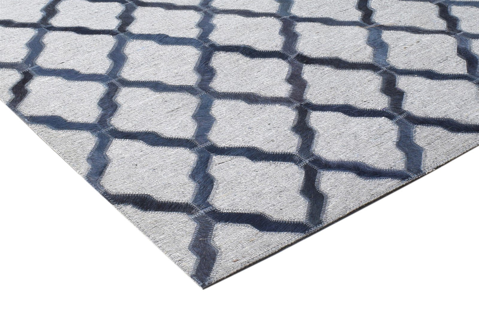 Leather / Cotton Charcoal Rug 6X6 Modern Hand Woven Moroccan Trellis Room Size 7864867651733