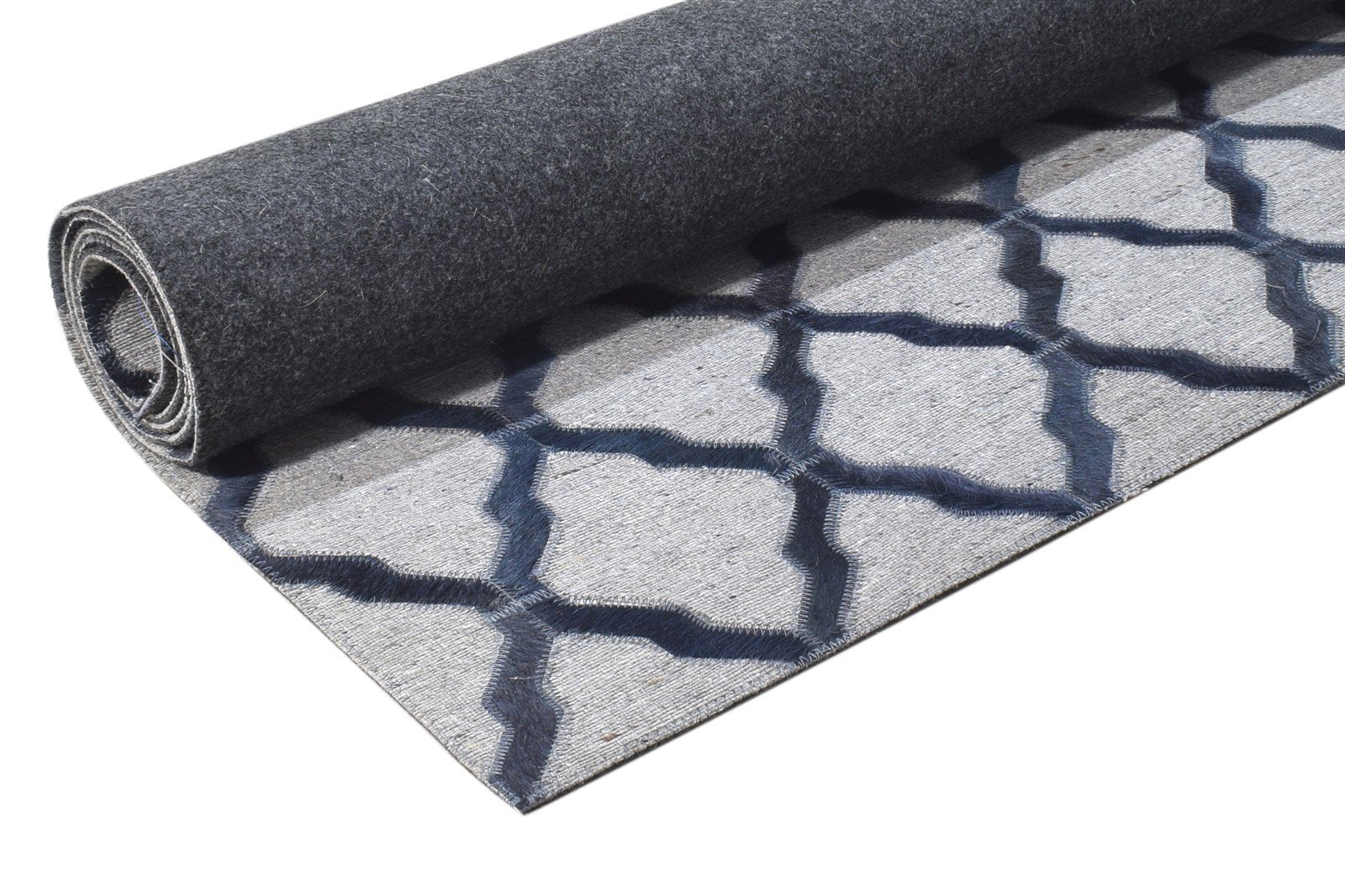 Leather / Cotton Charcoal Rug 6X6 Modern Hand Woven Moroccan Trellis Room Size 7864867651733
