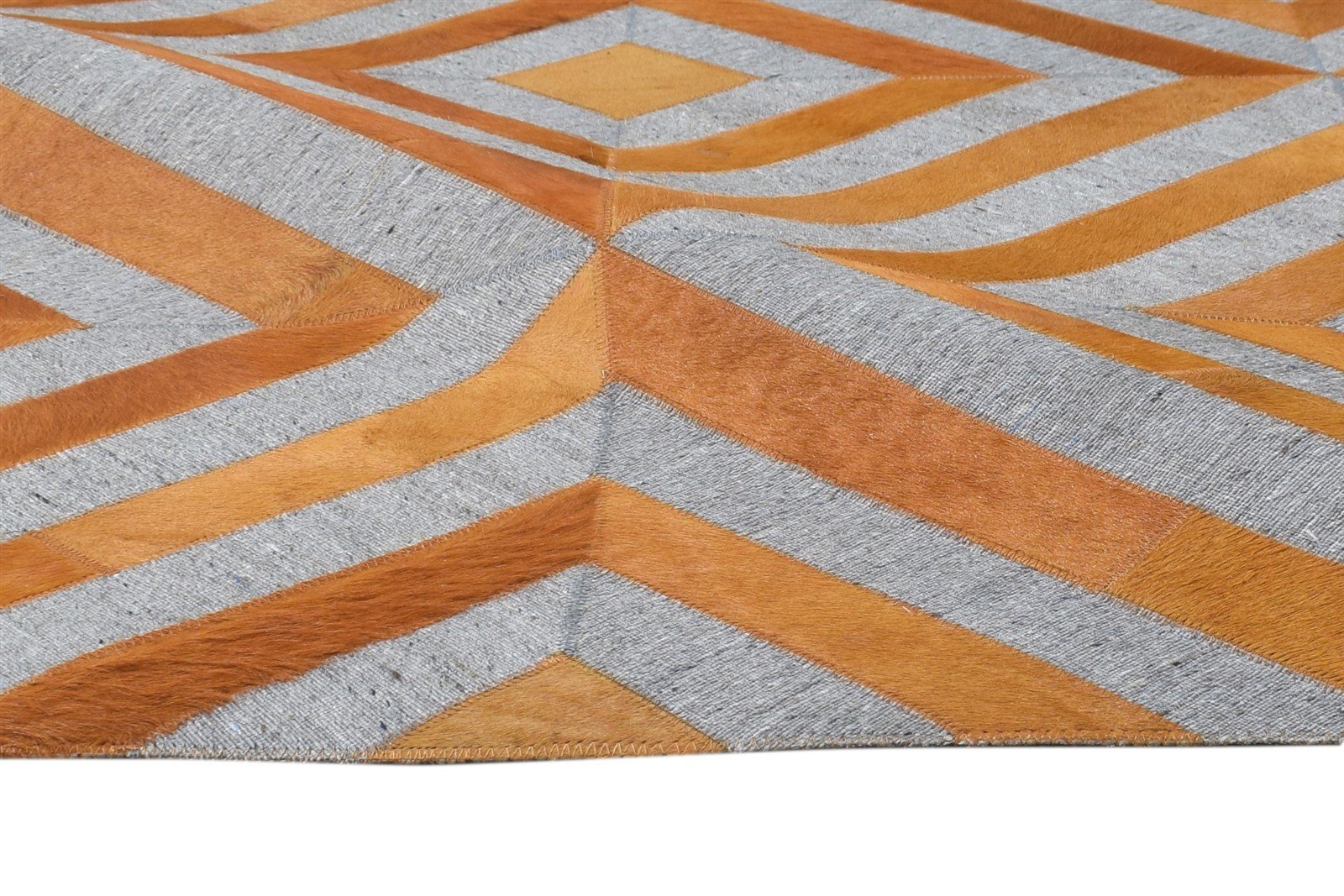 Leather / Cotton Gold Rug 6X6 Modern Hand Woven Moroccan Diamond Room Size 7864866635925