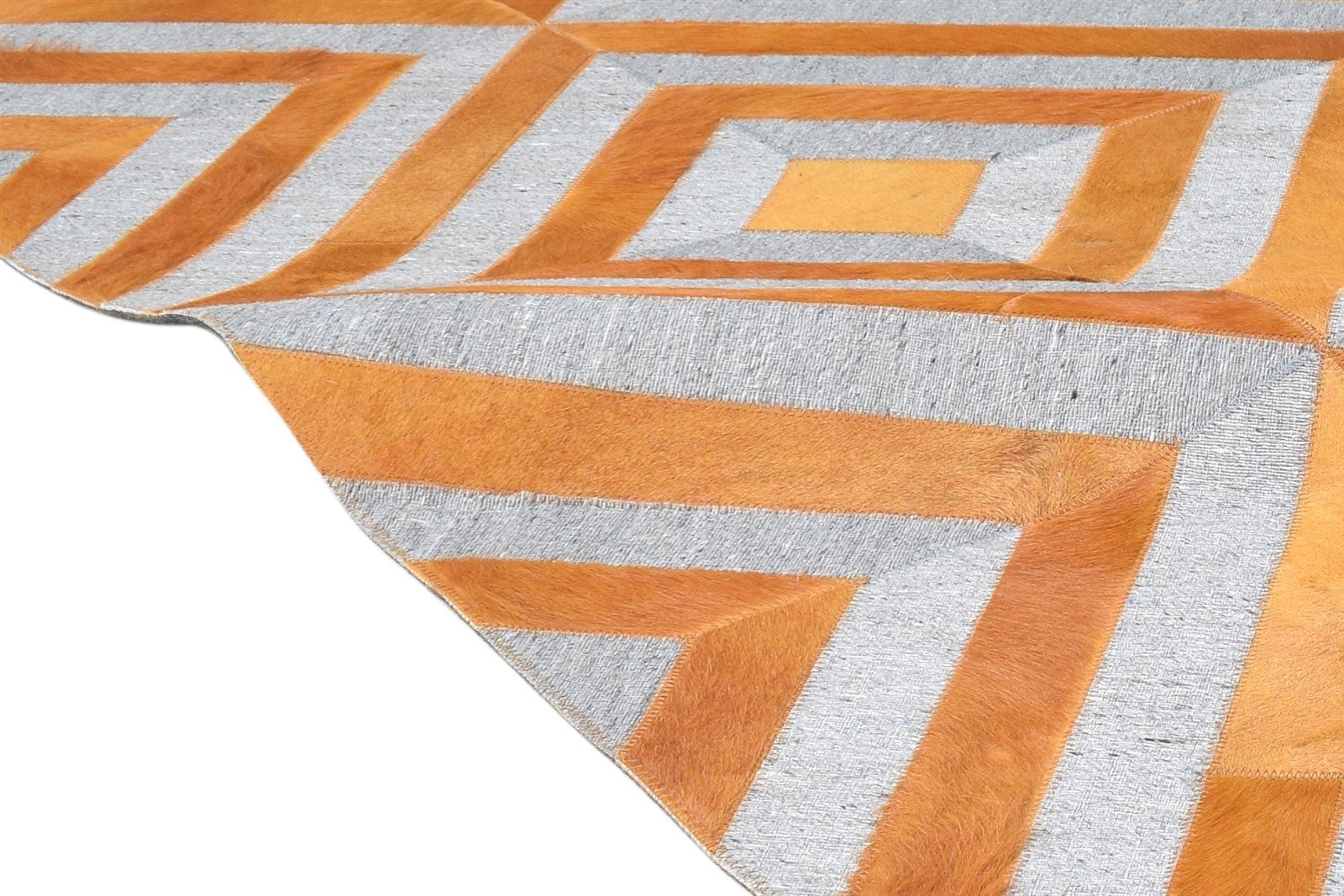 Leather / Cotton Gold Rug 6X6 Modern Hand Woven Moroccan Diamond Room Size 7864866635925