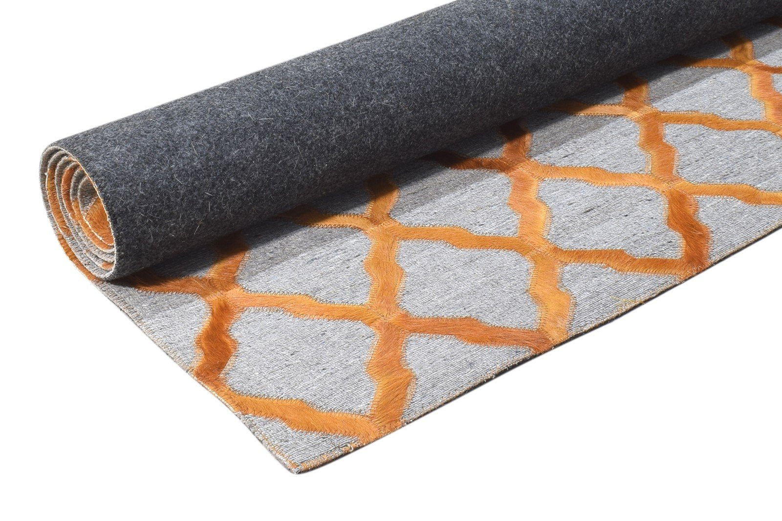 Leather / Cotton Gold Rug 6X6 Modern Hand Woven Moroccan Trellis Room Size 7864868176021