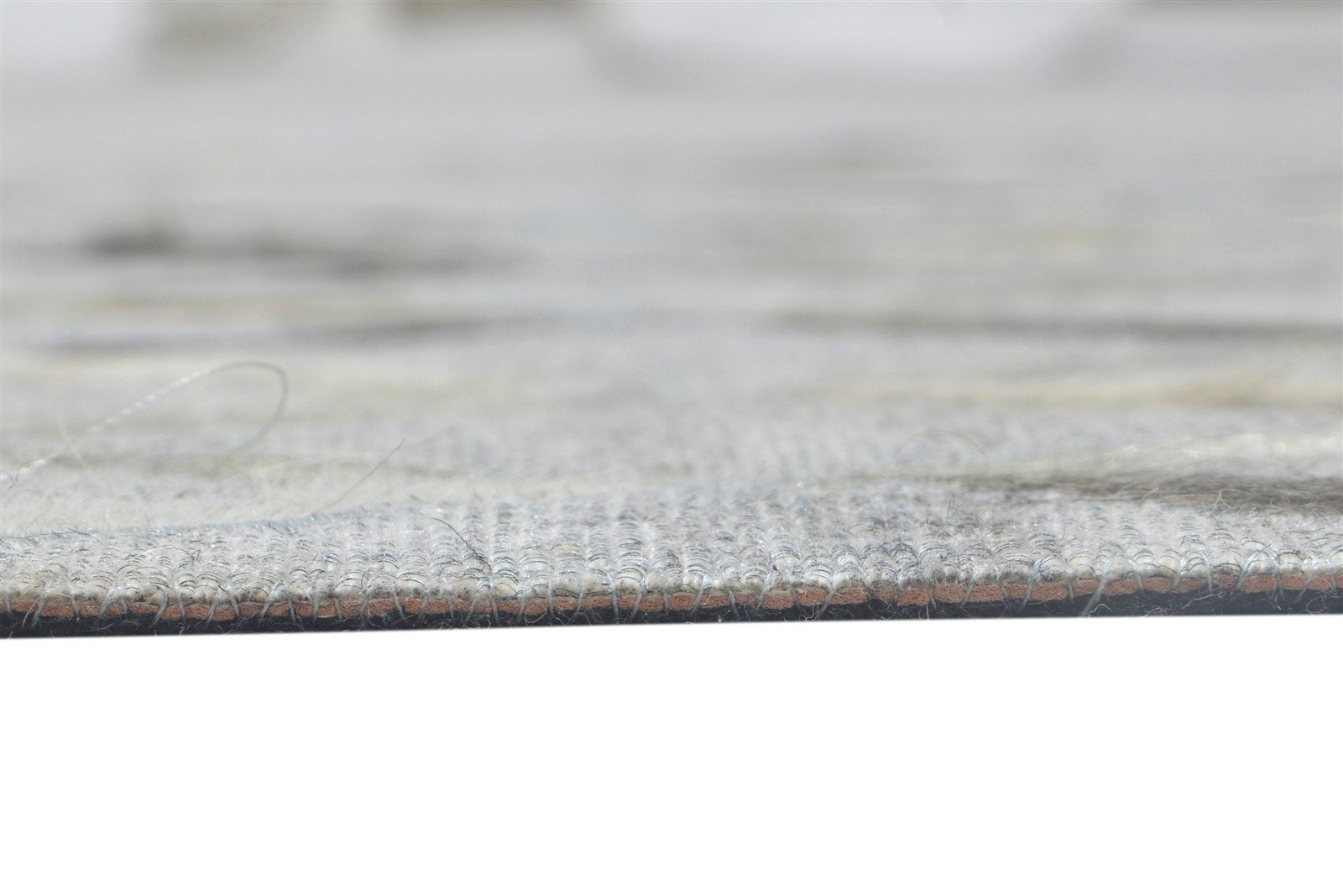 Leather / Cotton Grey Rug 4X6 Modern Hand Woven Scandinavian Geometric Room Size 7864106352789