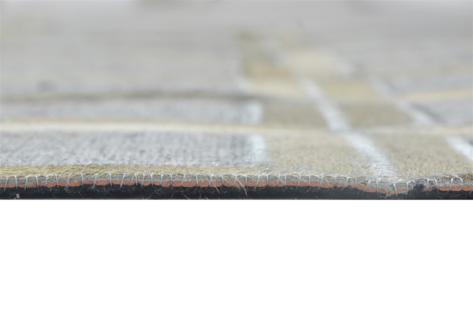 Leather / Cotton Grey Rug 5X8 Modern Hand Woven Scandinavian Geometric Room Size 7864115724437