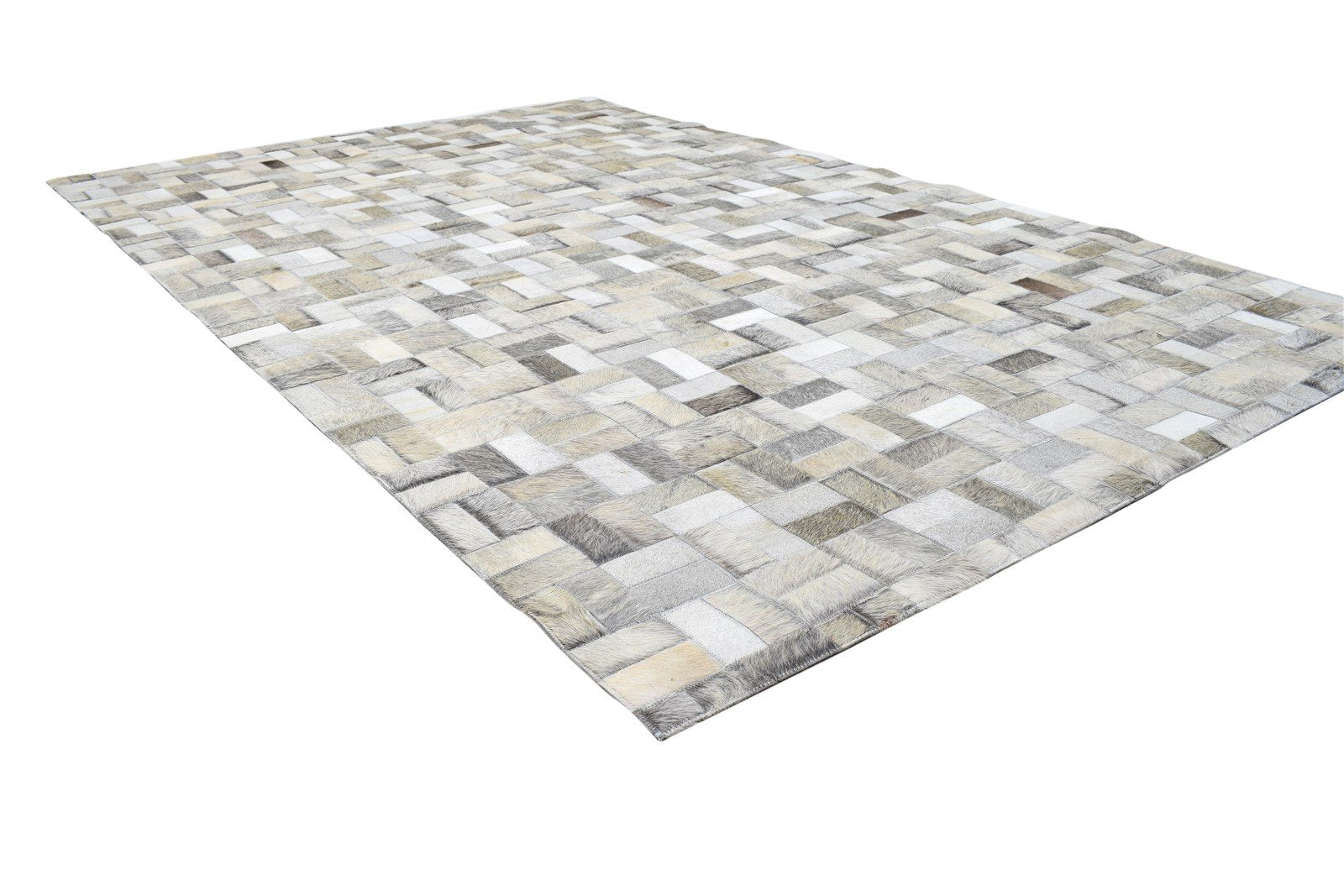 Leather / Cotton Grey Rug 5X8 Modern Hand Woven Scandinavian Geometric Room Size 7864115986581