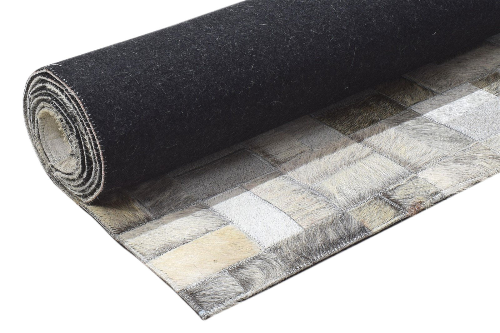 Leather / Cotton Grey Rug 5X8 Modern Hand Woven Scandinavian Geometric Room Size 7864115986581
