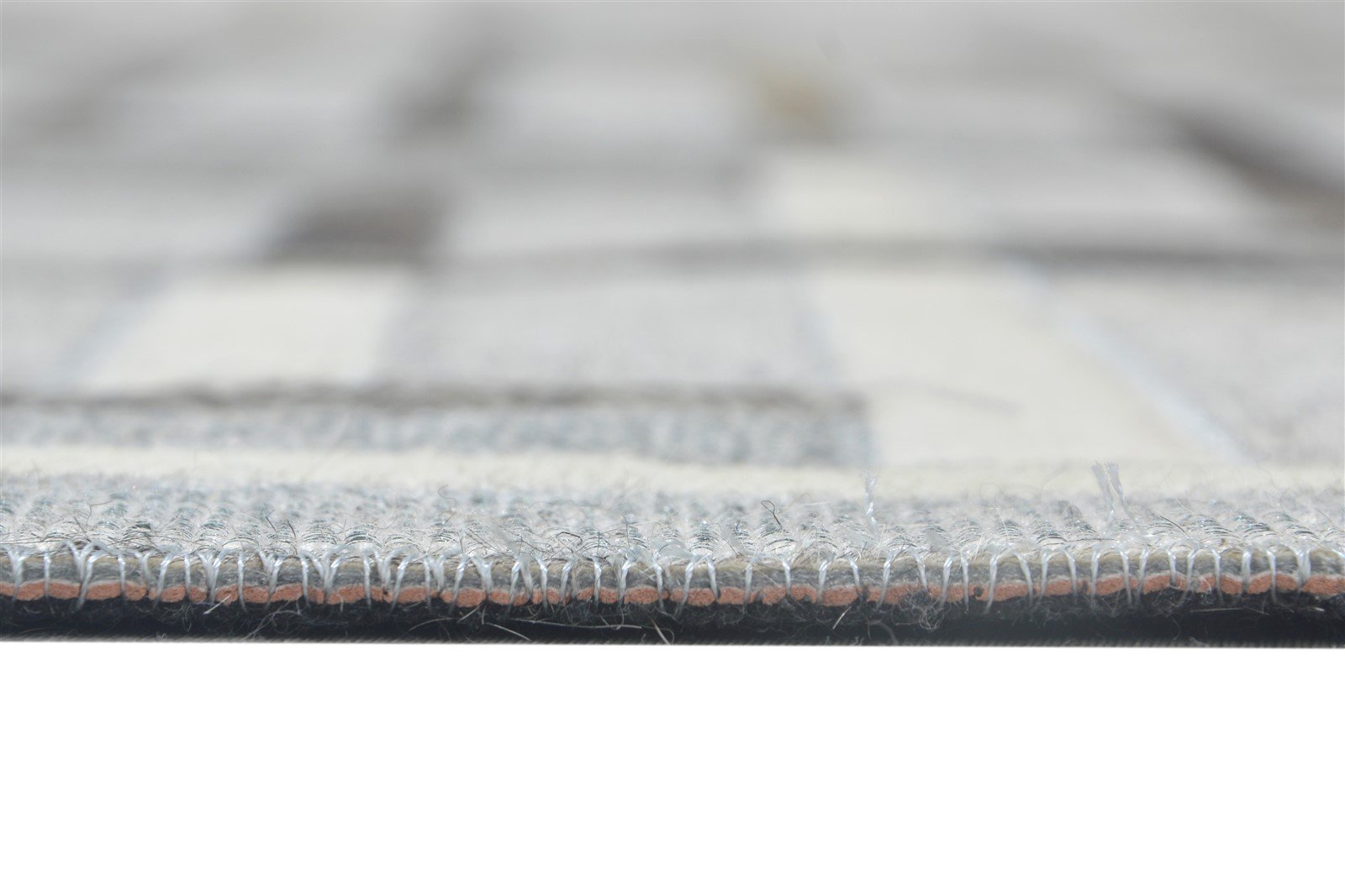 Leather / Cotton Grey Rug 5X8 Modern Hand Woven Scandinavian Geometric Room Size 7864115789973