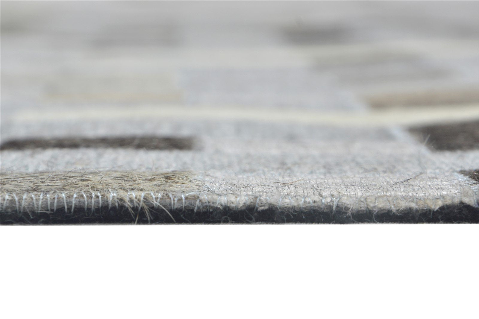 Leather / Cotton Grey Rug 5X8 Modern Hand Woven Scandinavian Geometric Room Size 7864116150421