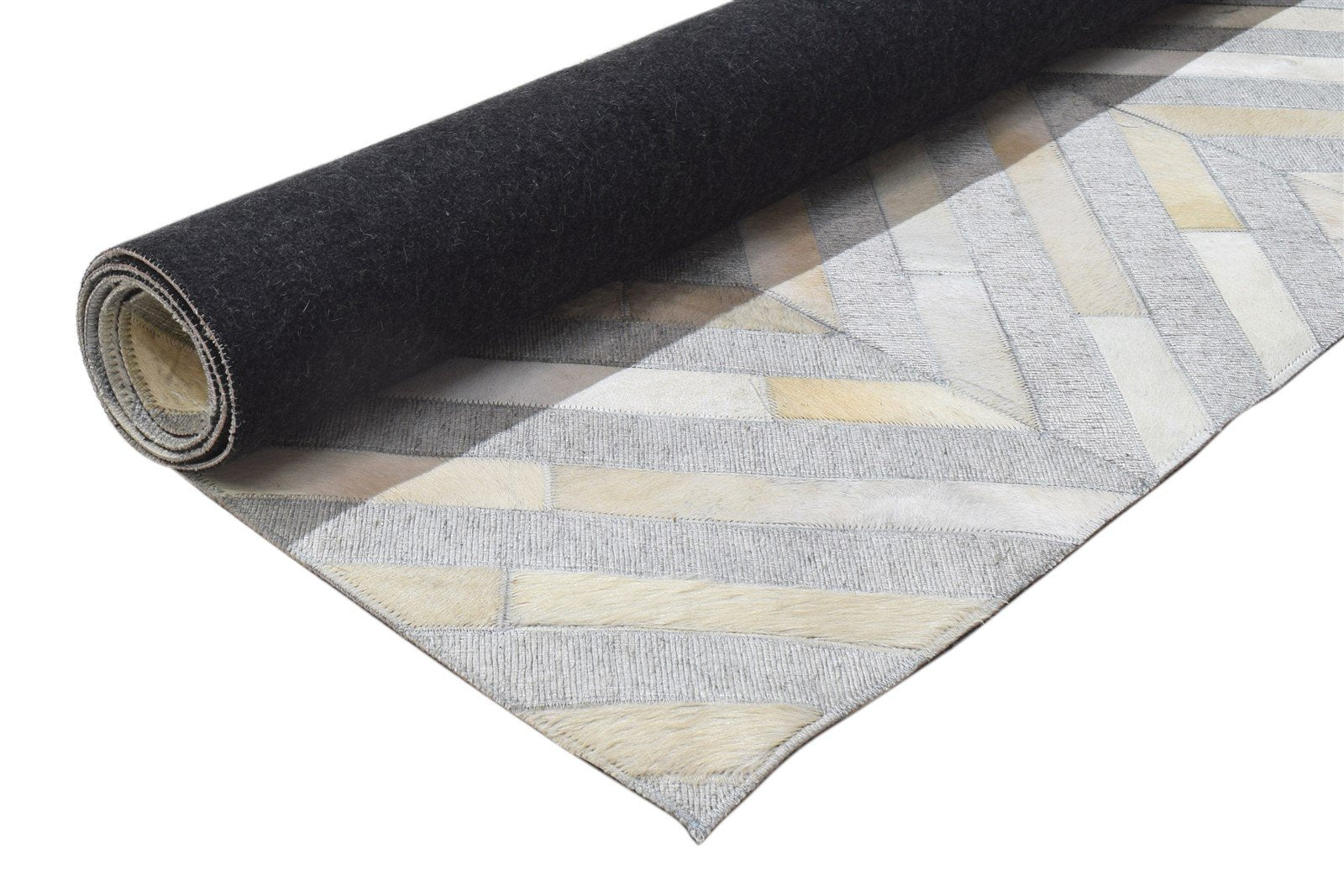 Leather / Cotton Grey Rug 6X6 Modern Hand Woven Scandinavian Diamond Room Size 7864092360853