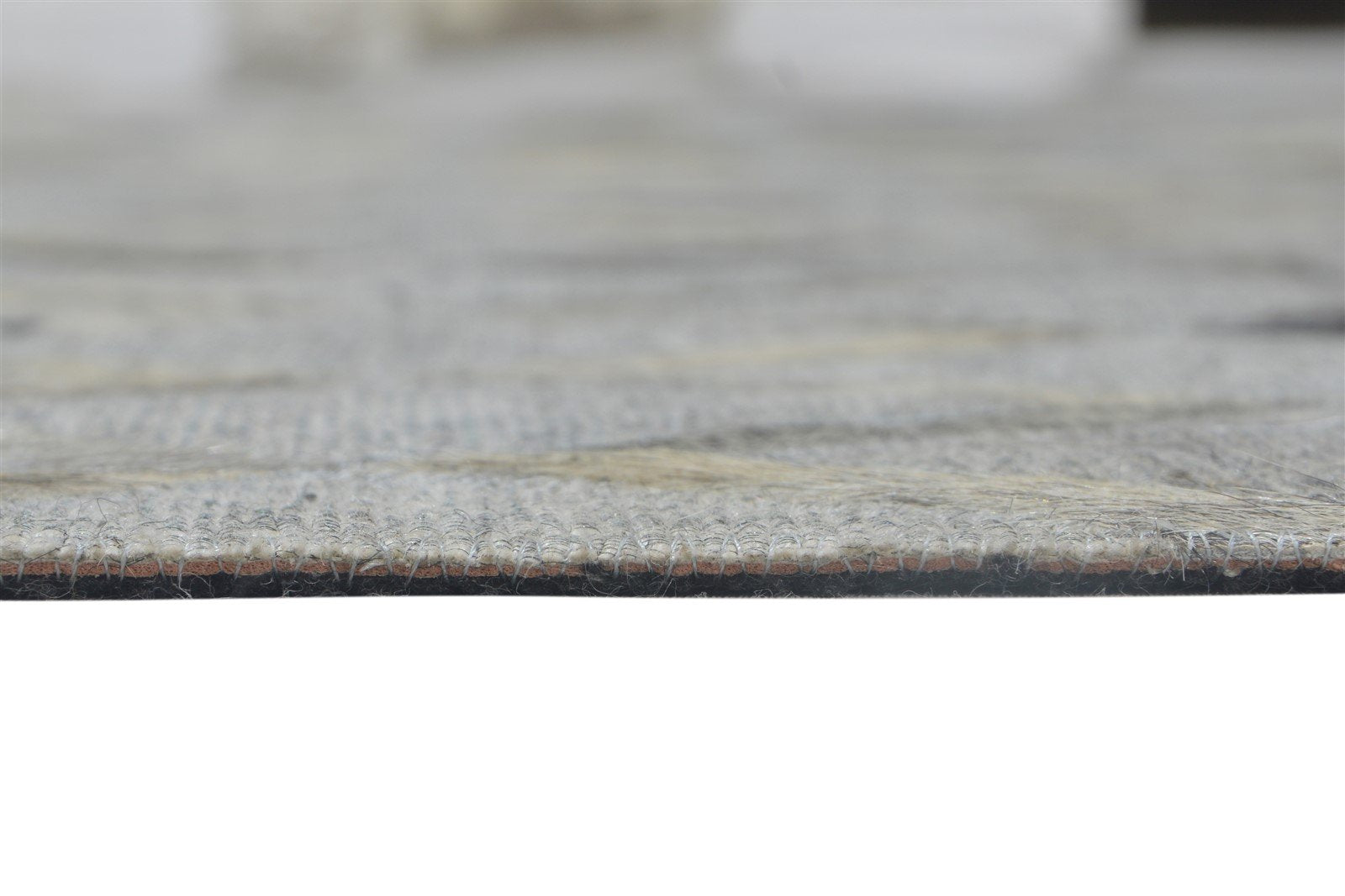 Leather / Cotton Grey Rug 6X6 Modern Hand Woven Scandinavian Geometric Large 7864105697429