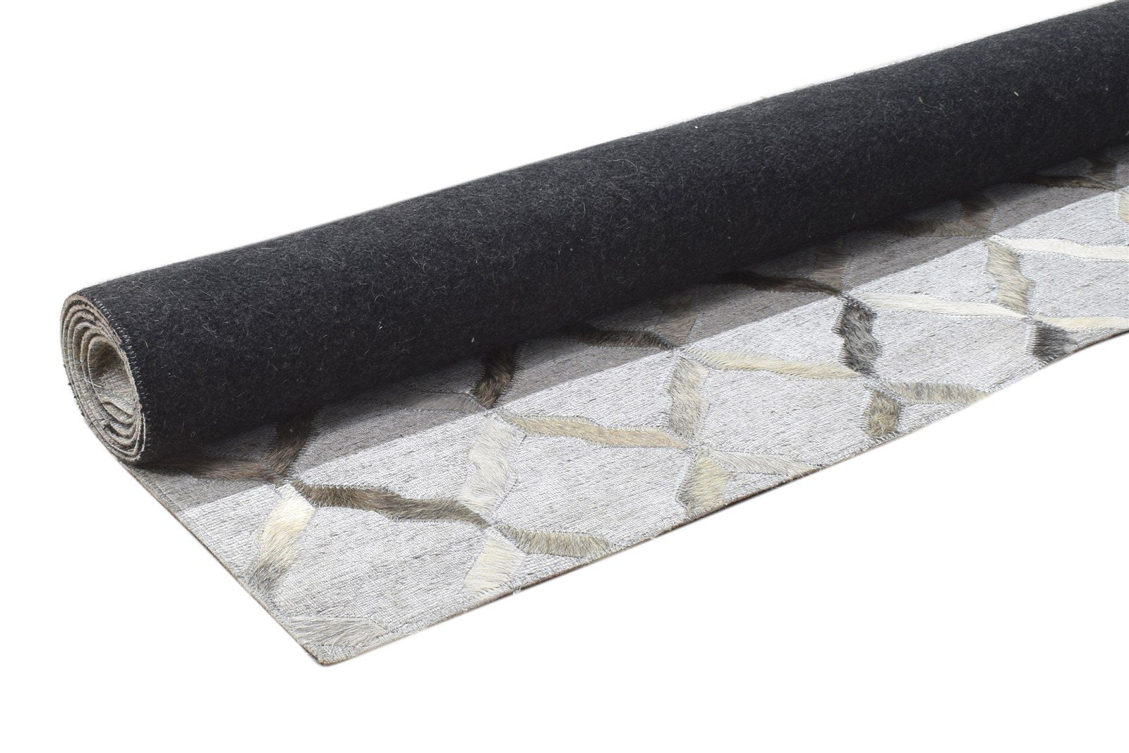 Leather / Cotton Grey Rug 6X6 Modern Hand Woven Scandinavian Geometric Large 7864105697429