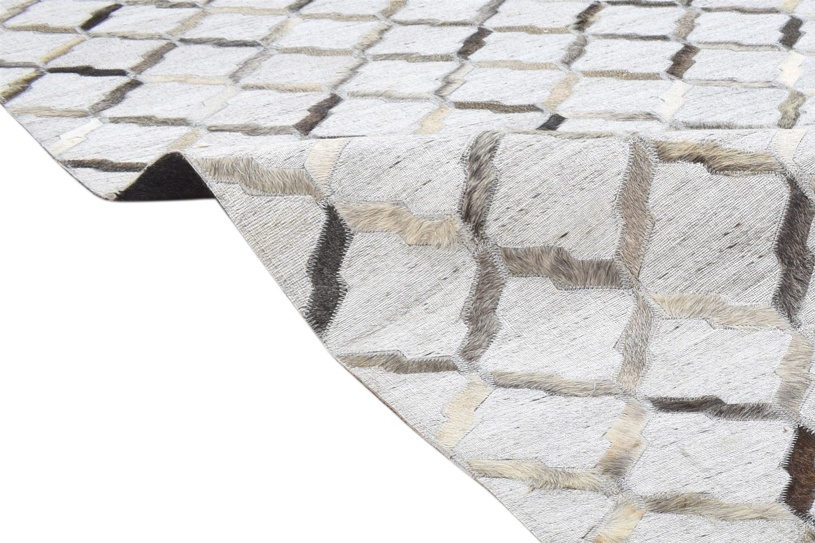 Leather / Cotton Grey Rug 9X9 Modern Hand Woven Geometric Extra Large 7864105599125
