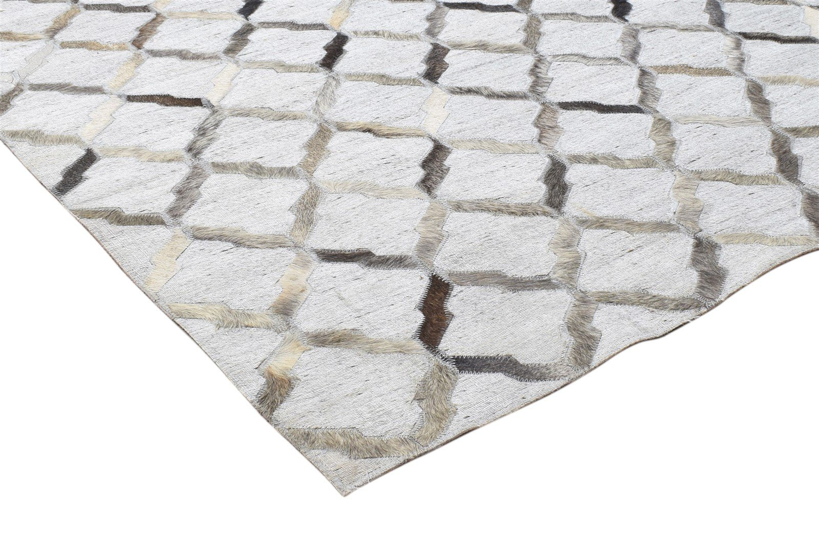 Leather / Cotton Grey Rug 9X9 Modern Hand Woven Geometric Extra Large 7864105599125