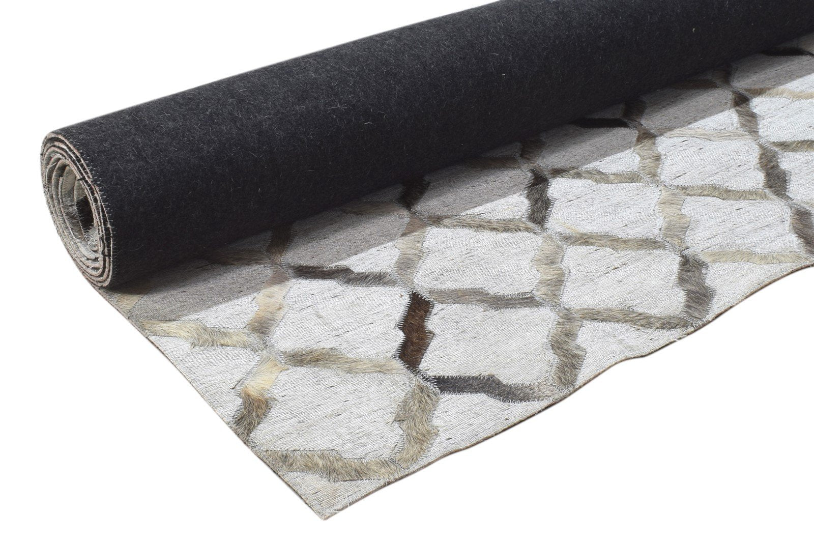 Leather / Cotton Grey Rug 9X9 Modern Hand Woven Geometric Extra Large 7864105599125