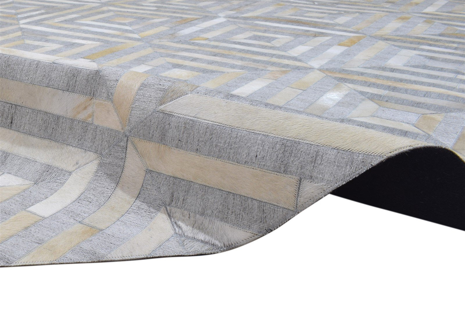 Leather Cotton Grey Rug 9X9 Modern Hand Woven Scandinavian Diamond Extra Large 7864092393621