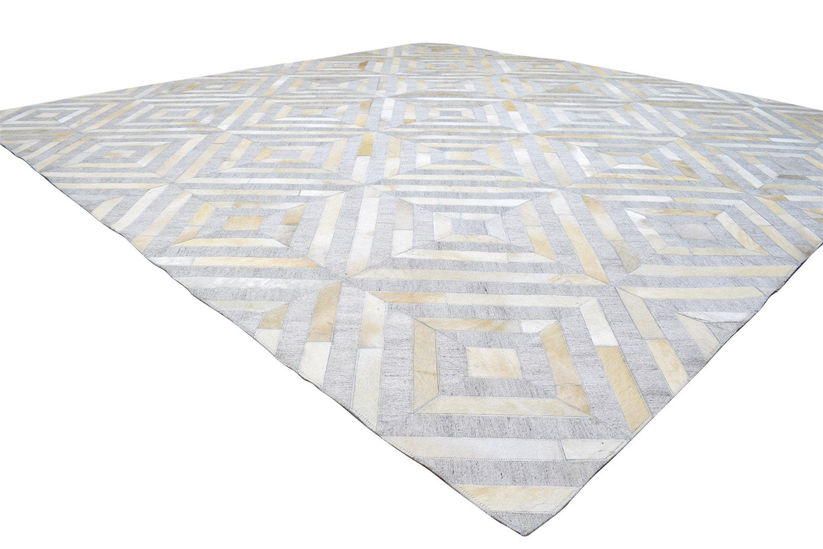 Leather Cotton Grey Rug 9X9 Modern Hand Woven Scandinavian Diamond Extra Large 7864092393621