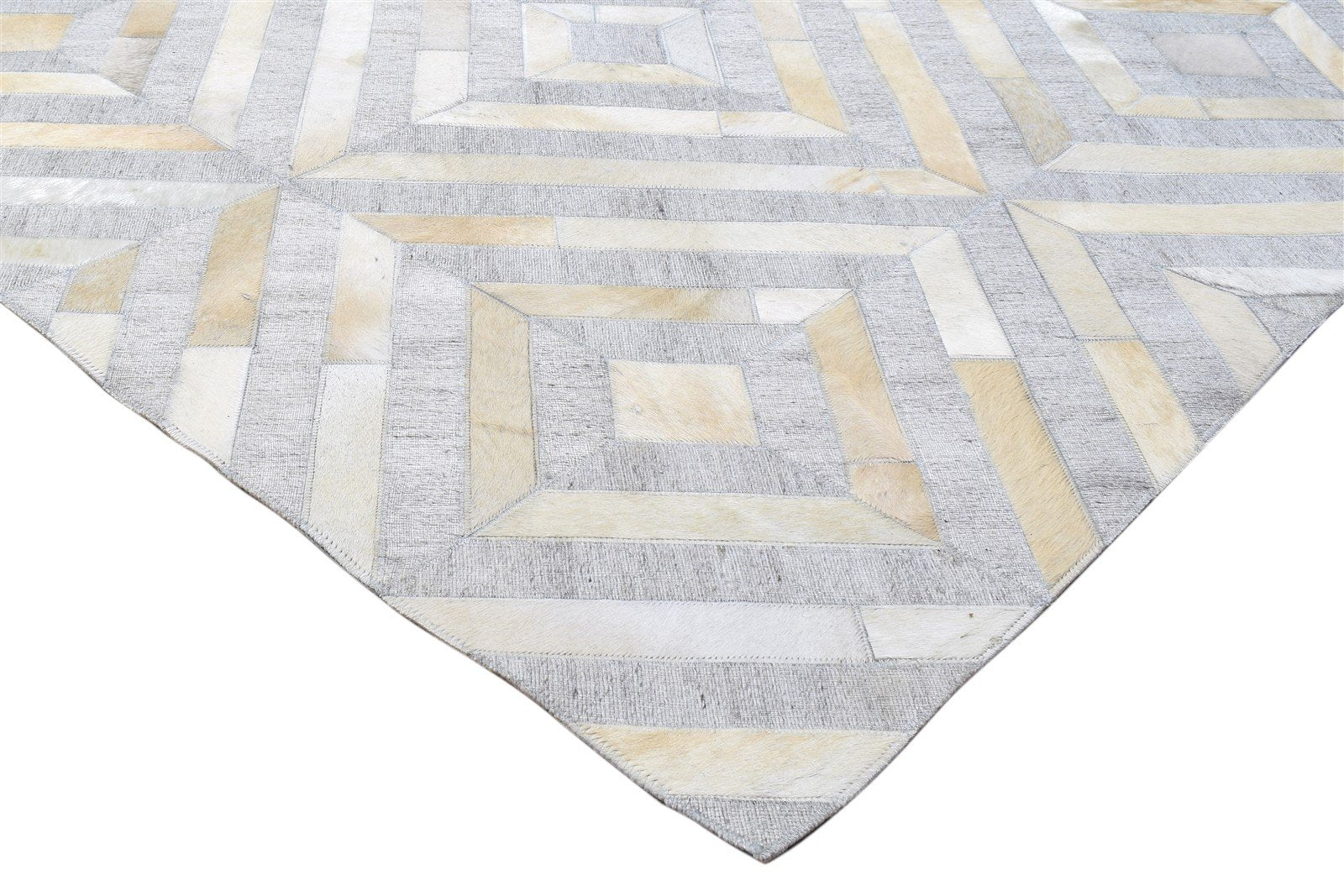 Leather Cotton Grey Rug 9X9 Modern Hand Woven Scandinavian Diamond Extra Large 7864092393621