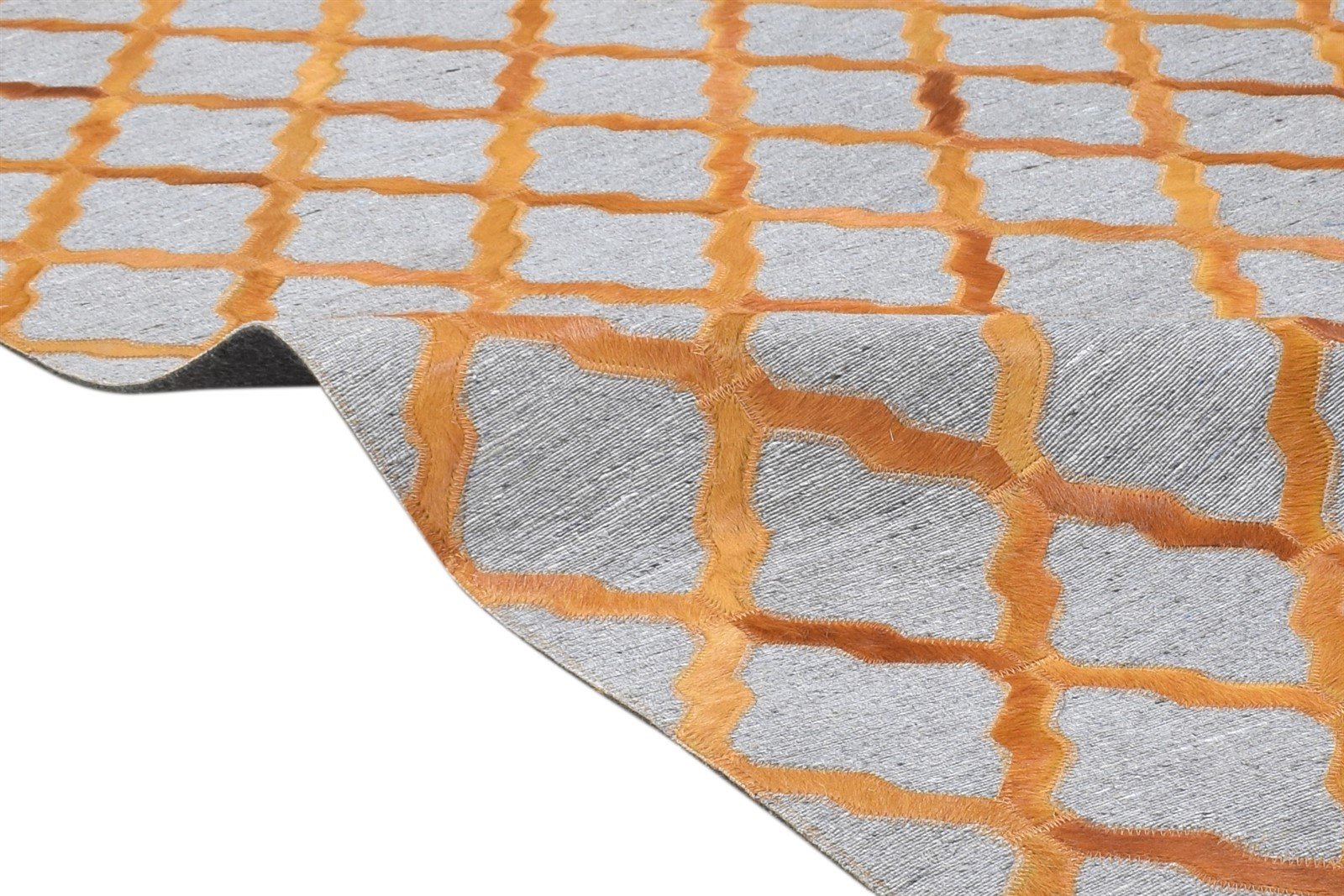 Leather / Cotton Orange Rug 3X9 Modern Hand Woven Moroccan Trellis Room Size 7864436621461