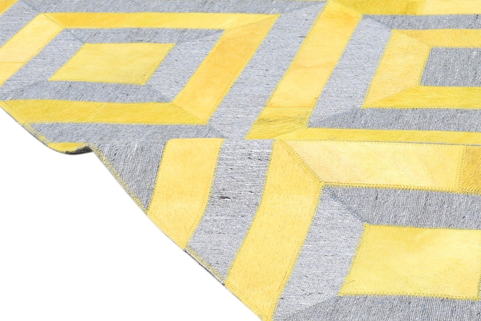 Leather / Cotton Yellow Rug 3X9 Modern Hand Woven Moroccan Diamond Small Carpet 7864364630165
