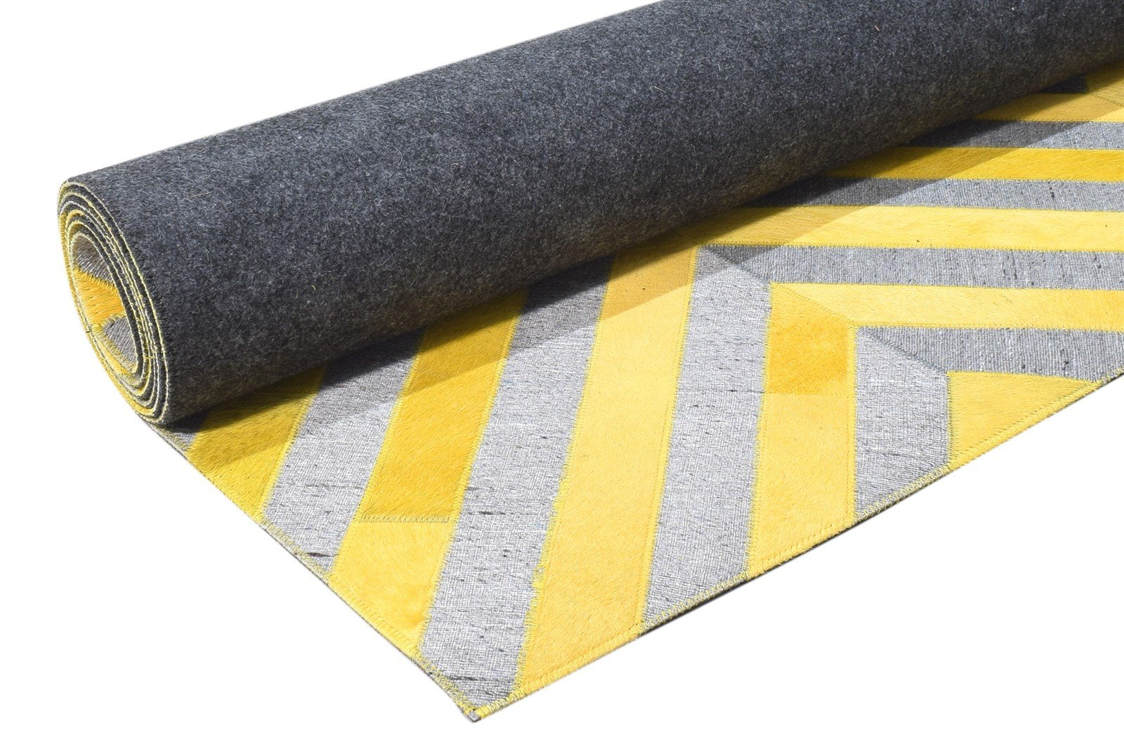 Leather / Cotton Yellow Rug 5X8 Modern Hand Woven Moroccan Diamond Room Size 7864369053845