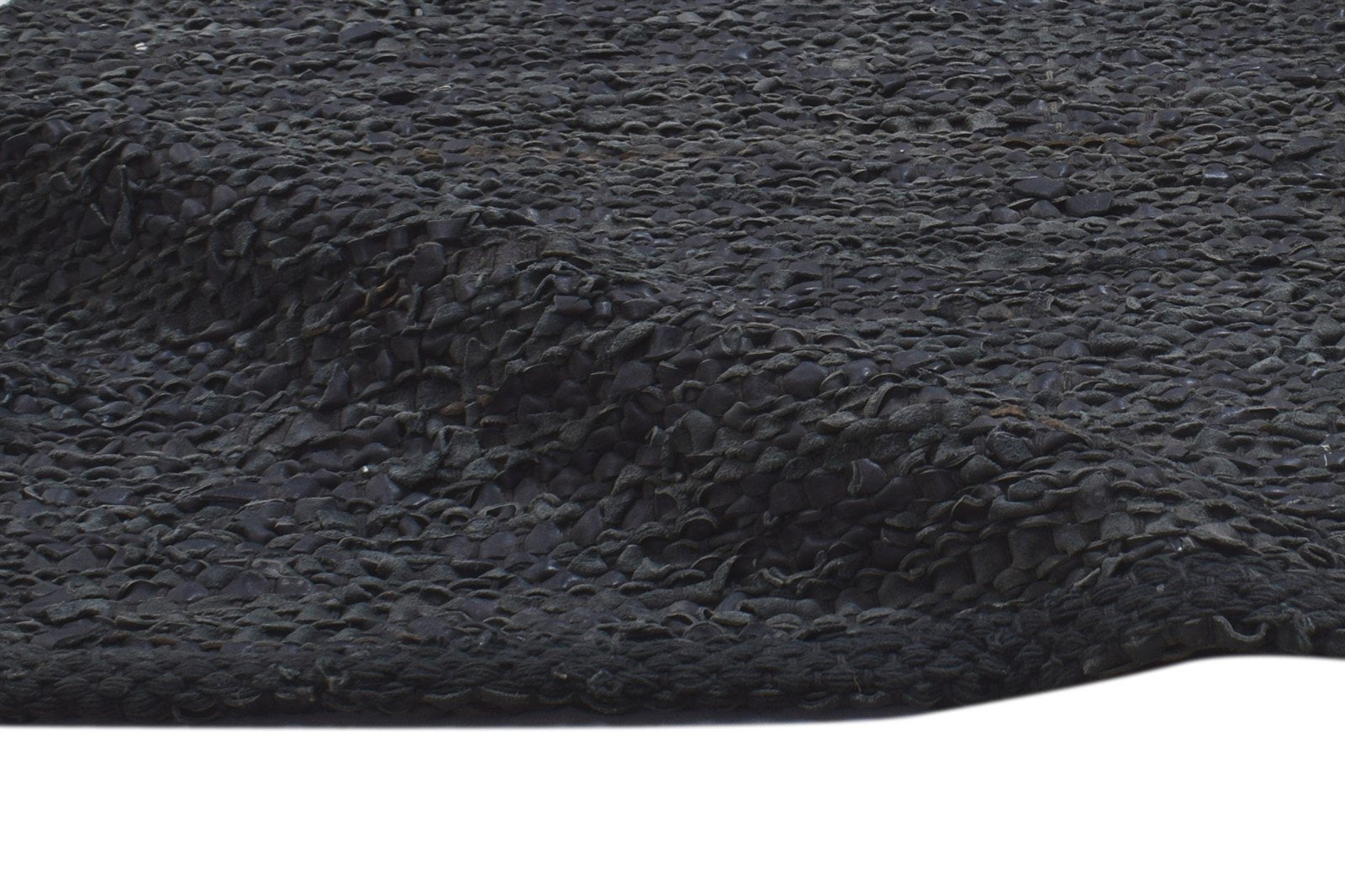 Leather Cowhide Charcoal Rug 2X3 Modern Hand Woven Scandinavian Solid Small 7864101240981