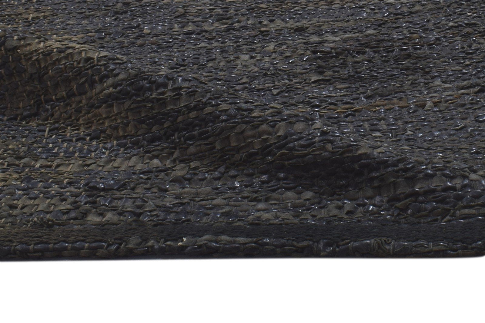 Leather Cowhide Charcoal Rug 2X3 Modern Hand Woven Scandinavian Solid Small 7864101437589