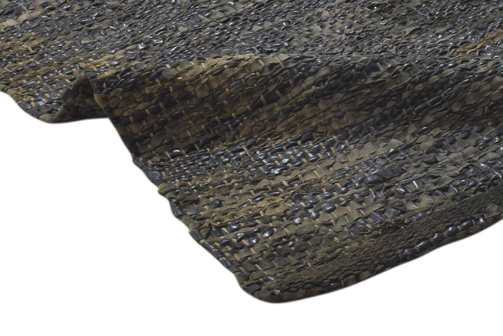 Leather Cowhide Charcoal Rug 2X3 Modern Hand Woven Scandinavian Solid Small 7864101437589