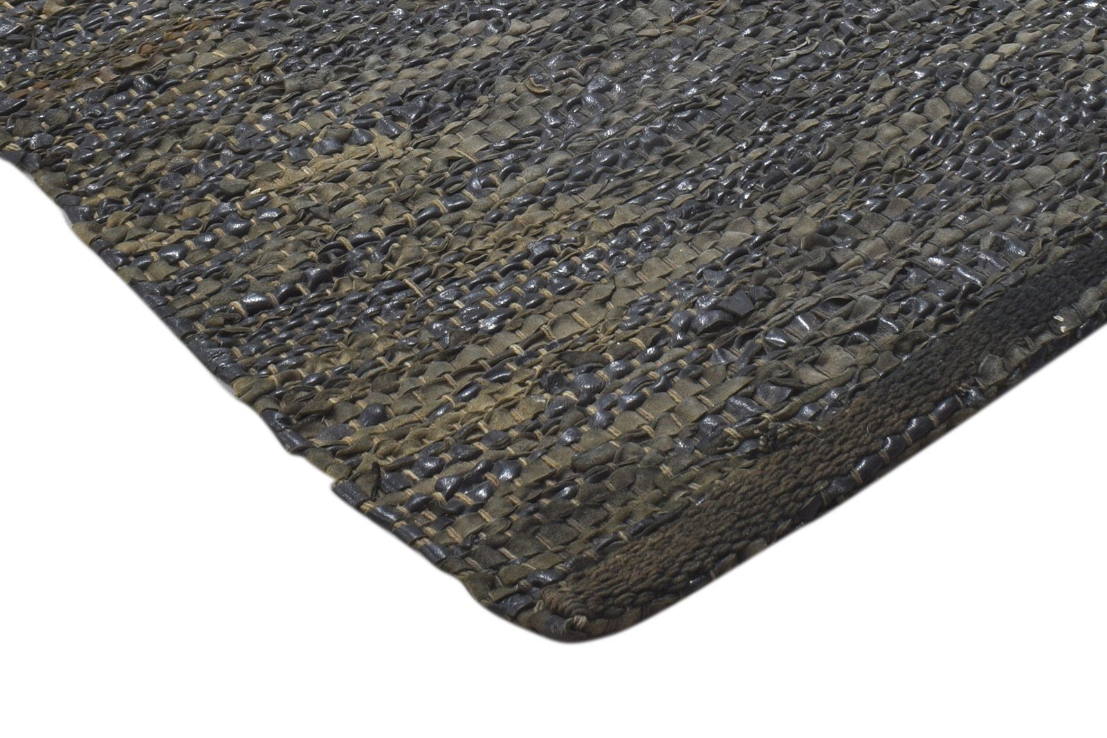 Leather Cowhide Charcoal Rug 2X3 Modern Hand Woven Scandinavian Solid Small 7864101437589