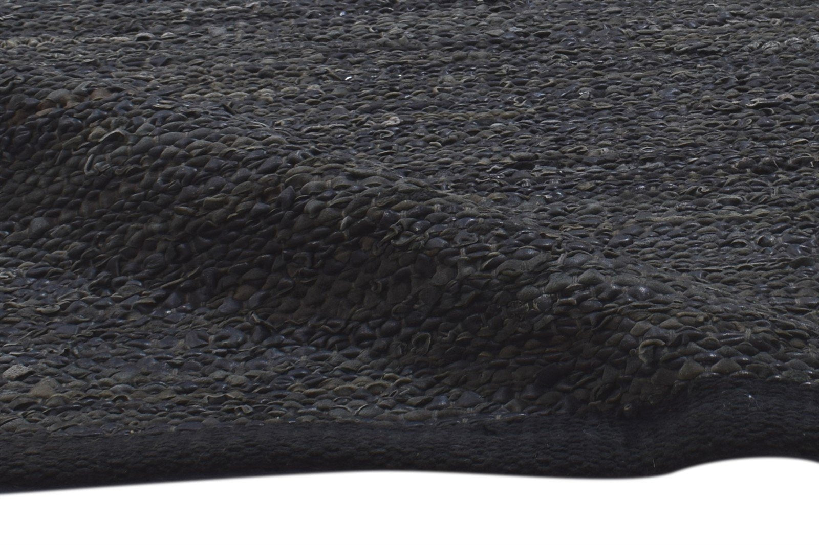 Leather Cowhide Charcoal Rug 2X3 Modern Hand Woven Scandinavian Solid Small 7864101339285