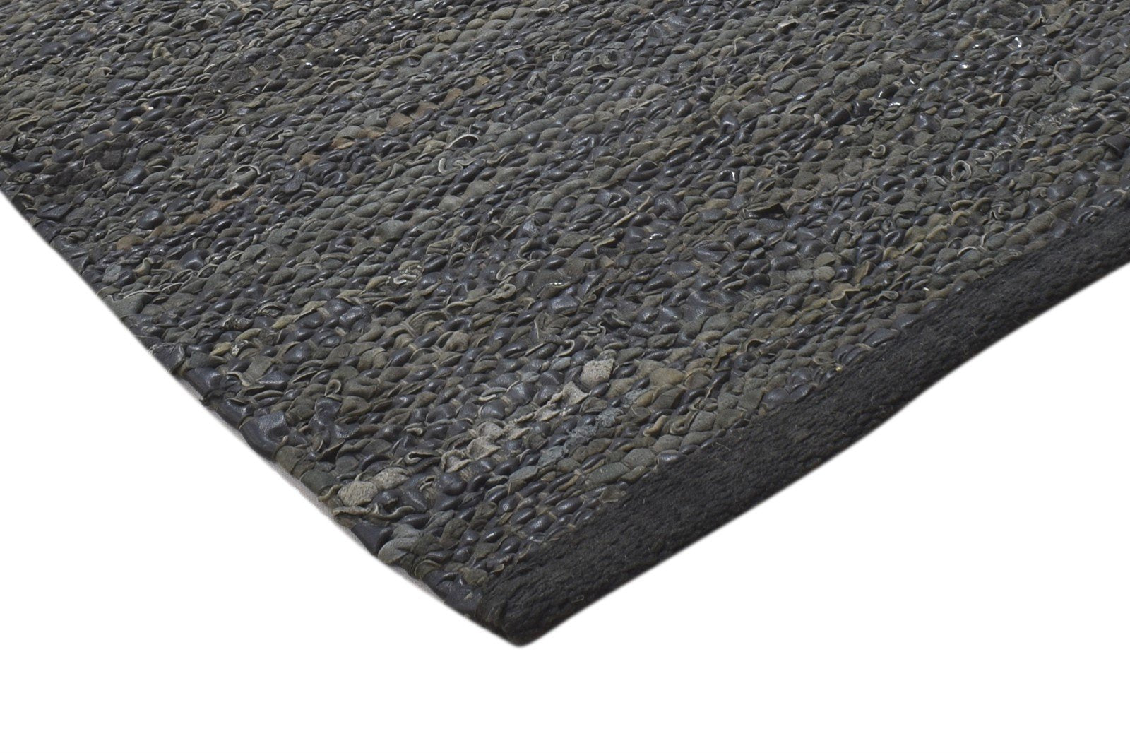 Leather Cowhide Charcoal Rug 2X3 Modern Hand Woven Scandinavian Solid Small 7864101339285