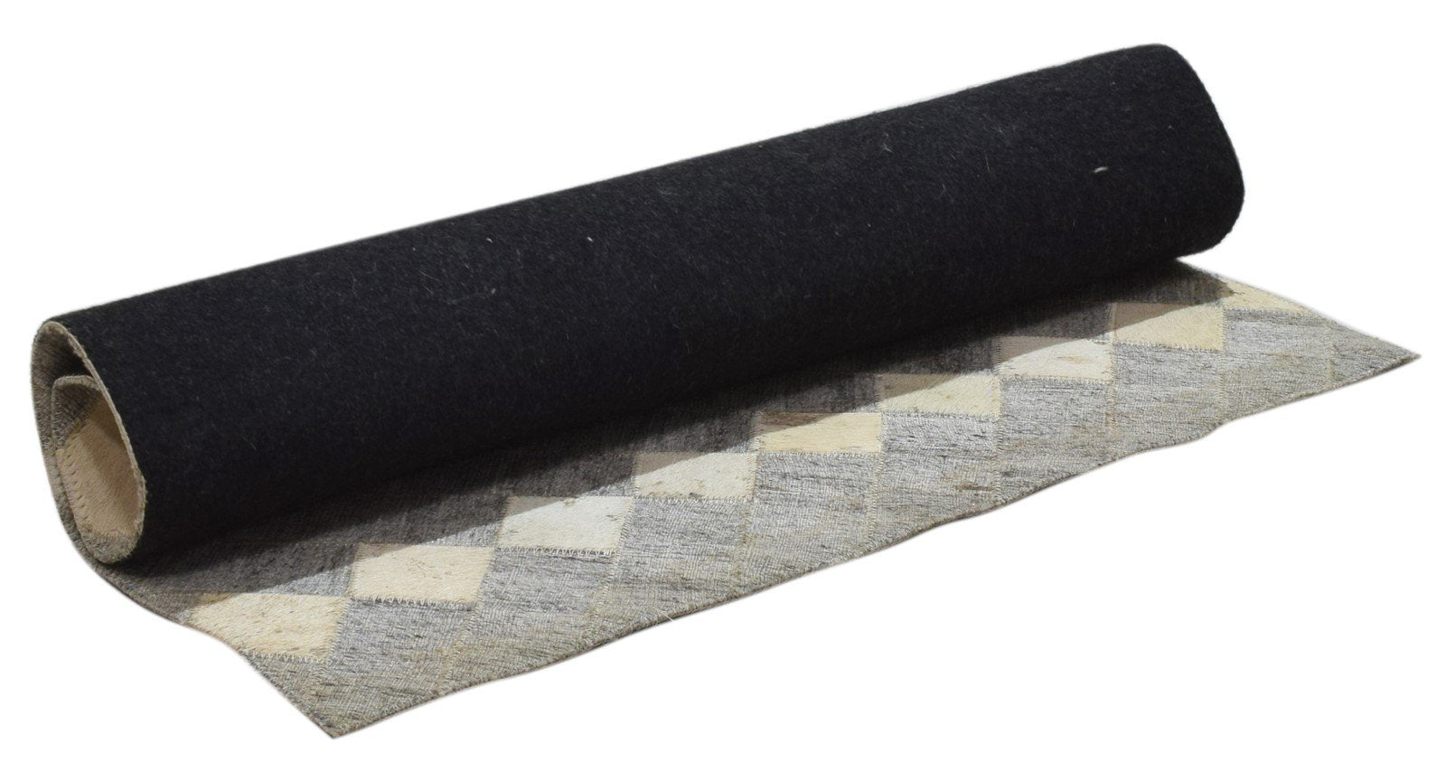 Leather Cowhide / Jacquard Grey Rug 2x2 Modern Hand Woven Diamond 2'0"X2'0" 7860681965717