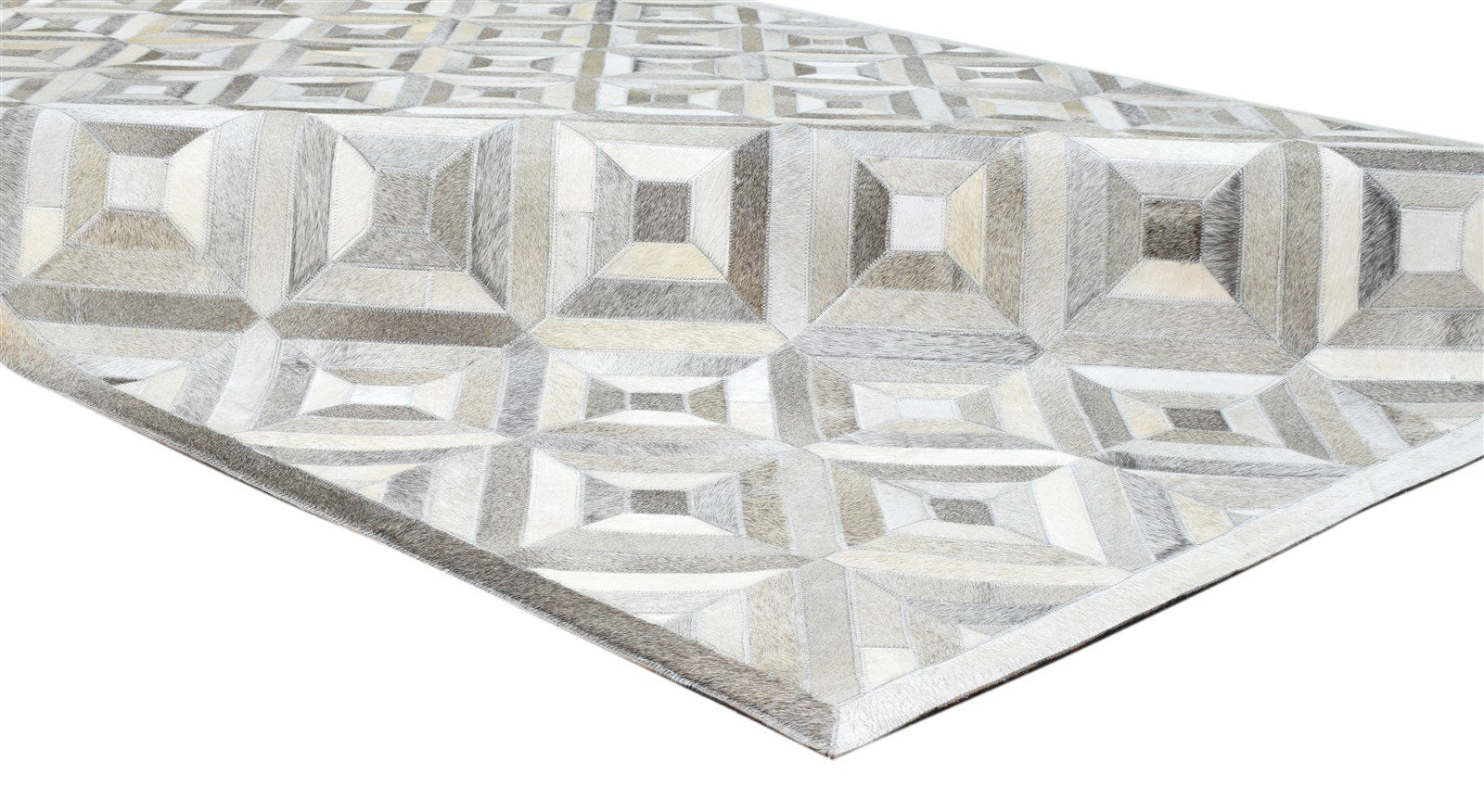 Leather Grey Rug 6' X 9' Modern Hand Woven Scandinavian Diamond Room Size Carpet 7860682129557