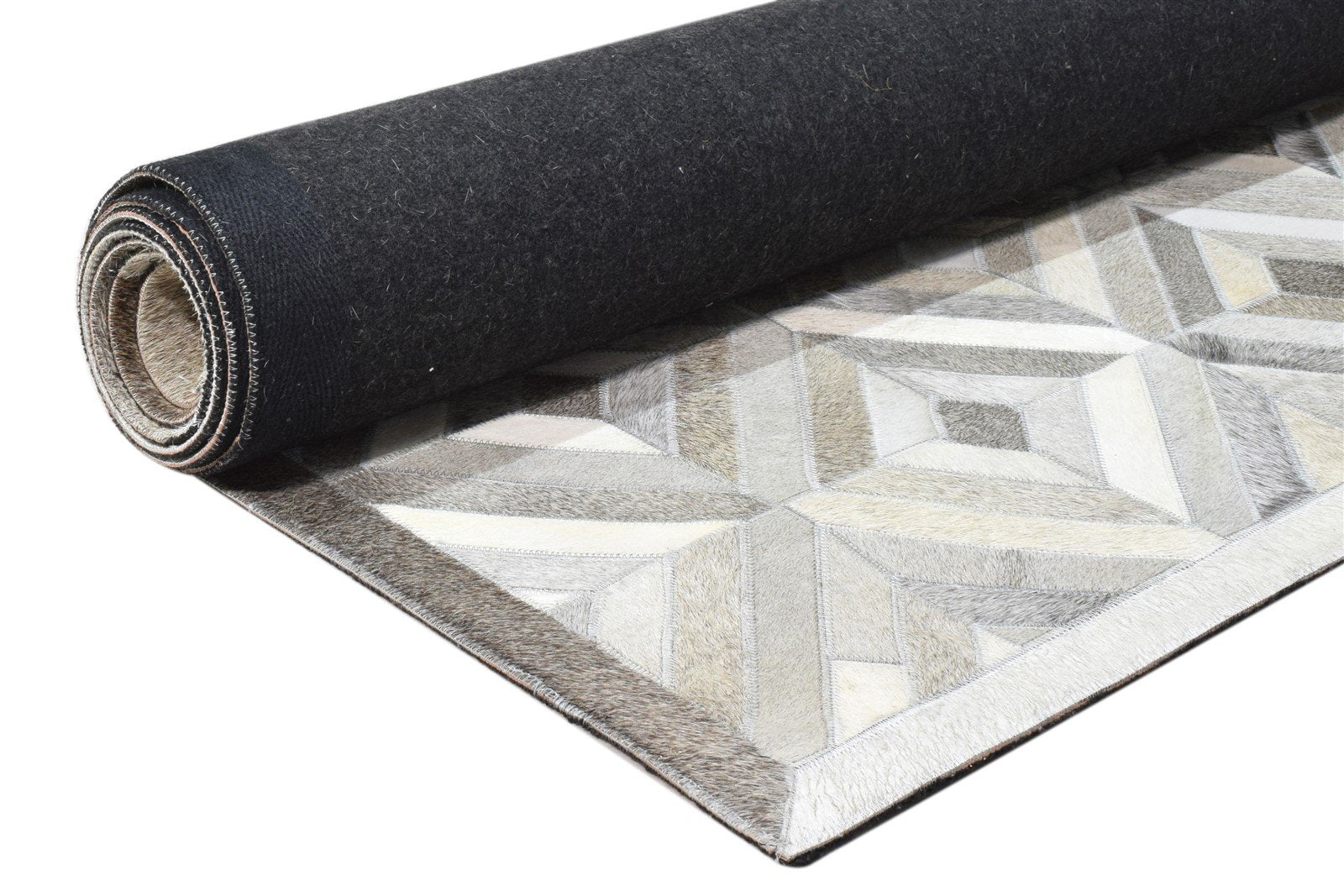 Leather Grey Rug 6' X 9' Modern Hand Woven Scandinavian Diamond Room Size Carpet 7860682129557