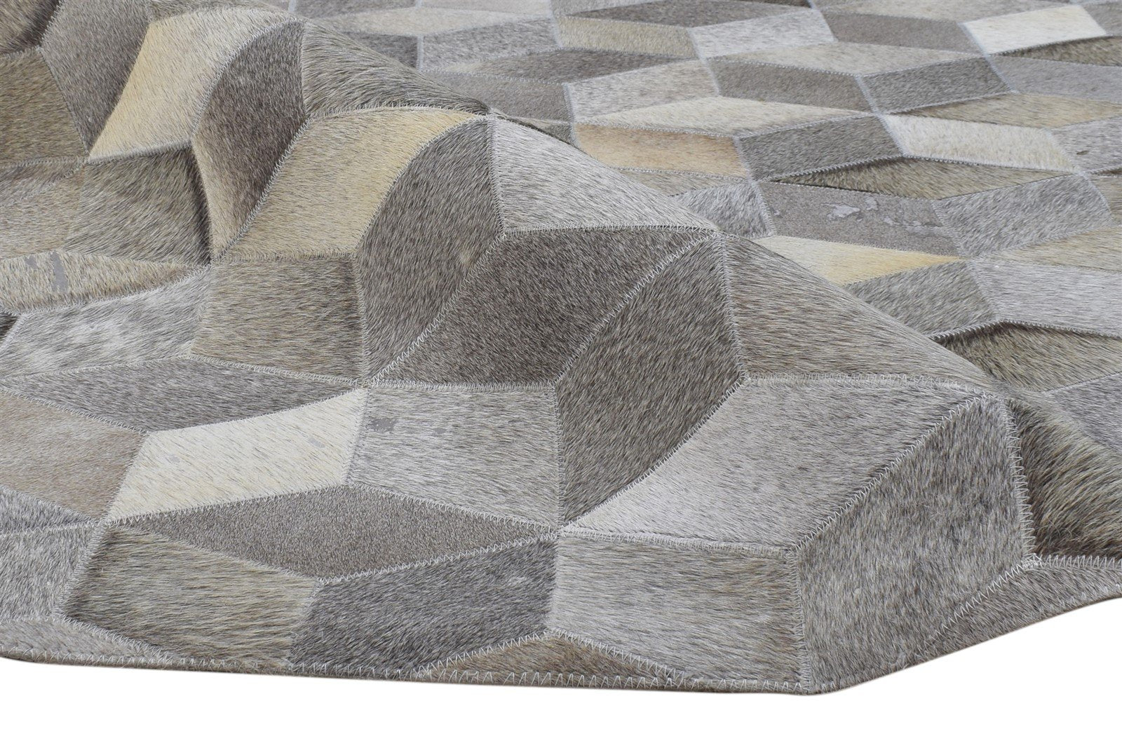 Leather Grey Rug 8' X 10' Modern Hand Woven Scandinavian Geometric Large Carpet 7864783274133