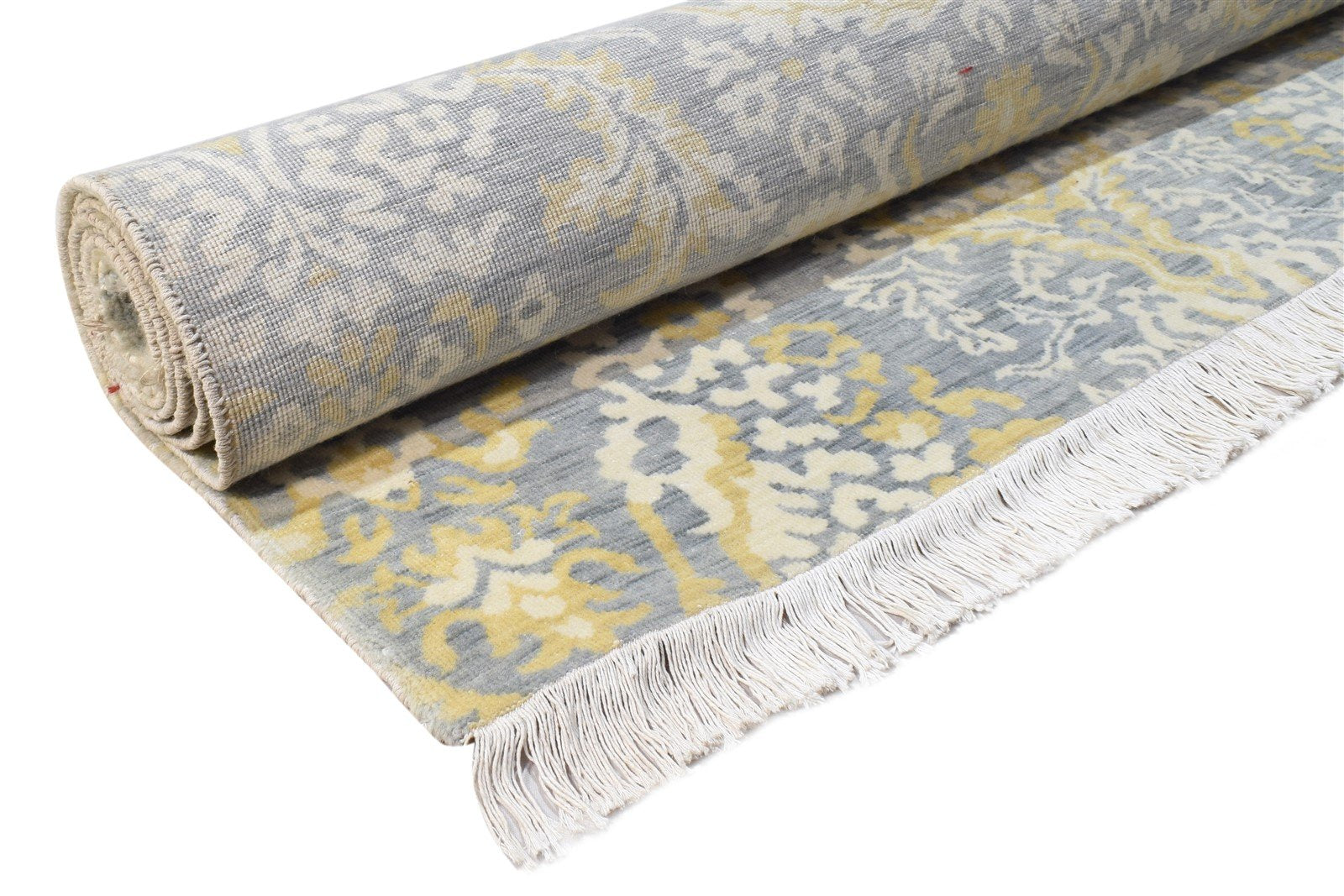 Legra Hand Knotted Grey Wool Rug 9' X 12' Persien Agra Oriental 7865124454549