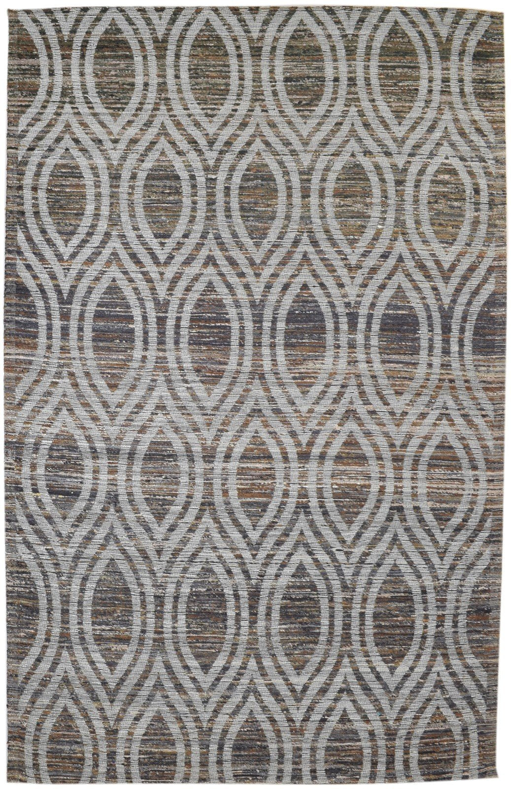 Leila Brown Silk Rug 5' X 8' Modern Jacquard Loom Moroccan Trellis   7860700741781