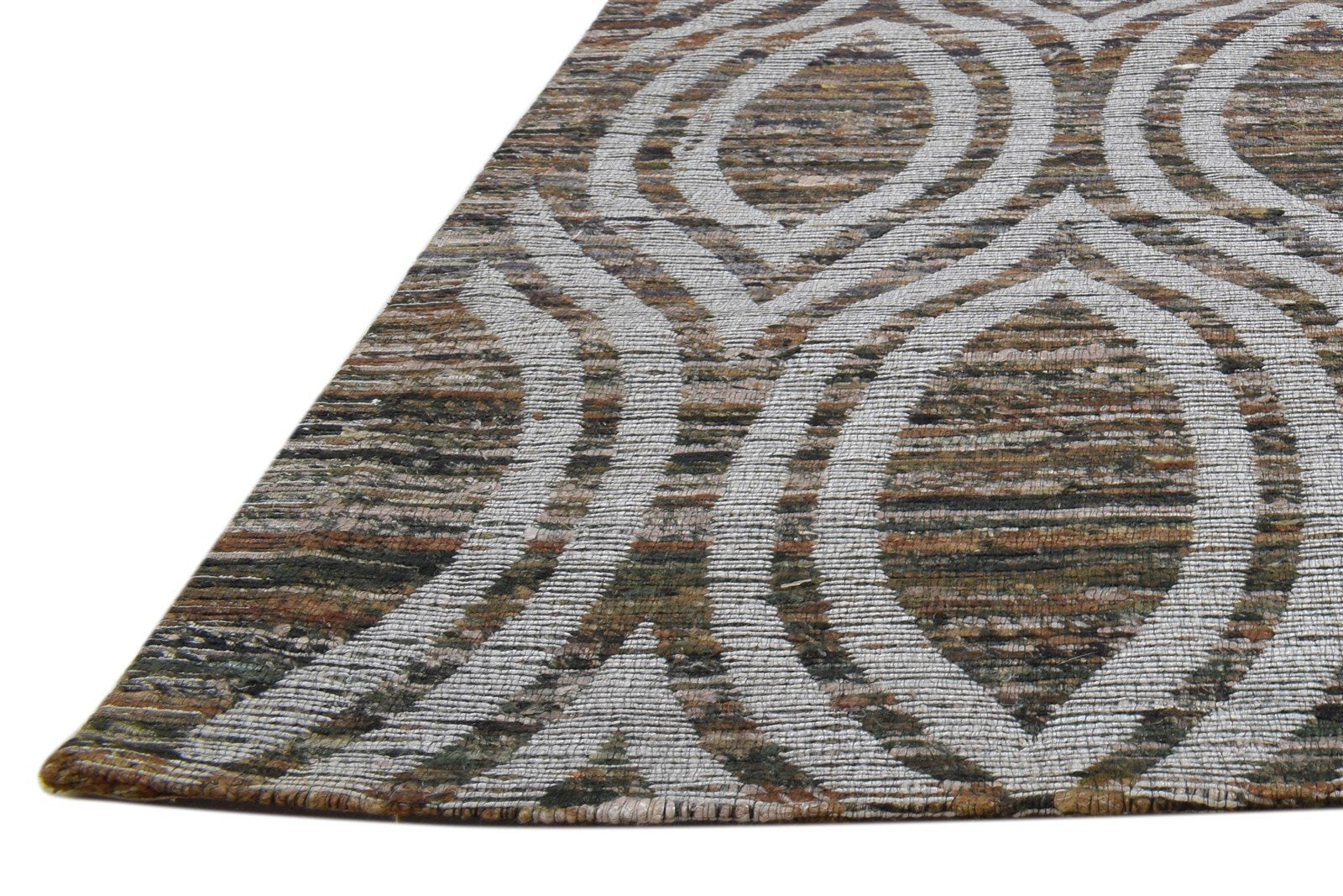 Leila Brown Silk Rug 5' X 8' Modern Jacquard Loom Moroccan Trellis   7860700741781