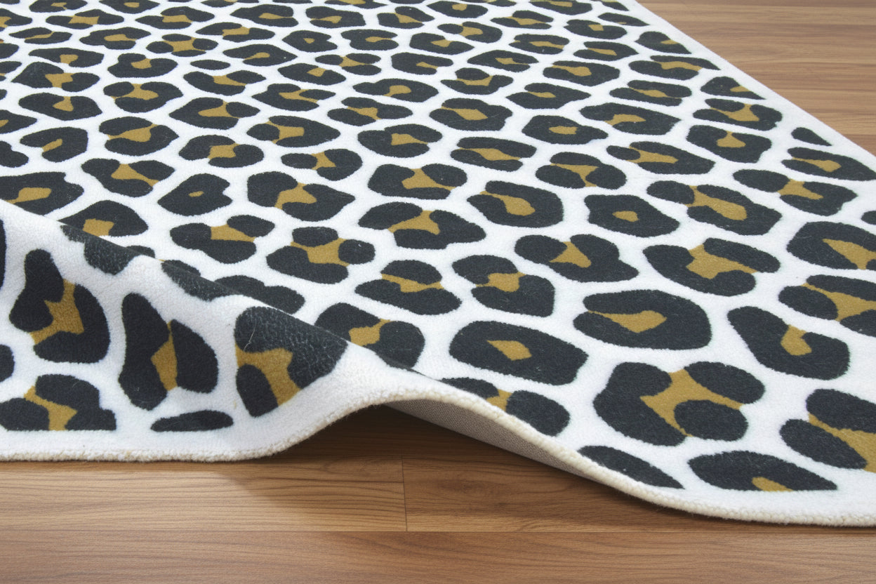 Leopard Handmade Black & Gold Spot Area Rug – Modern Safari Style Kids Nursery Rug 9121483751573