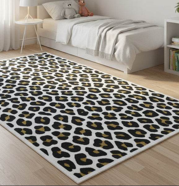 Leopard Handmade Black & Gold Spot Area Rug – Modern Safari Style Kids Nursery Rug 9121483751573