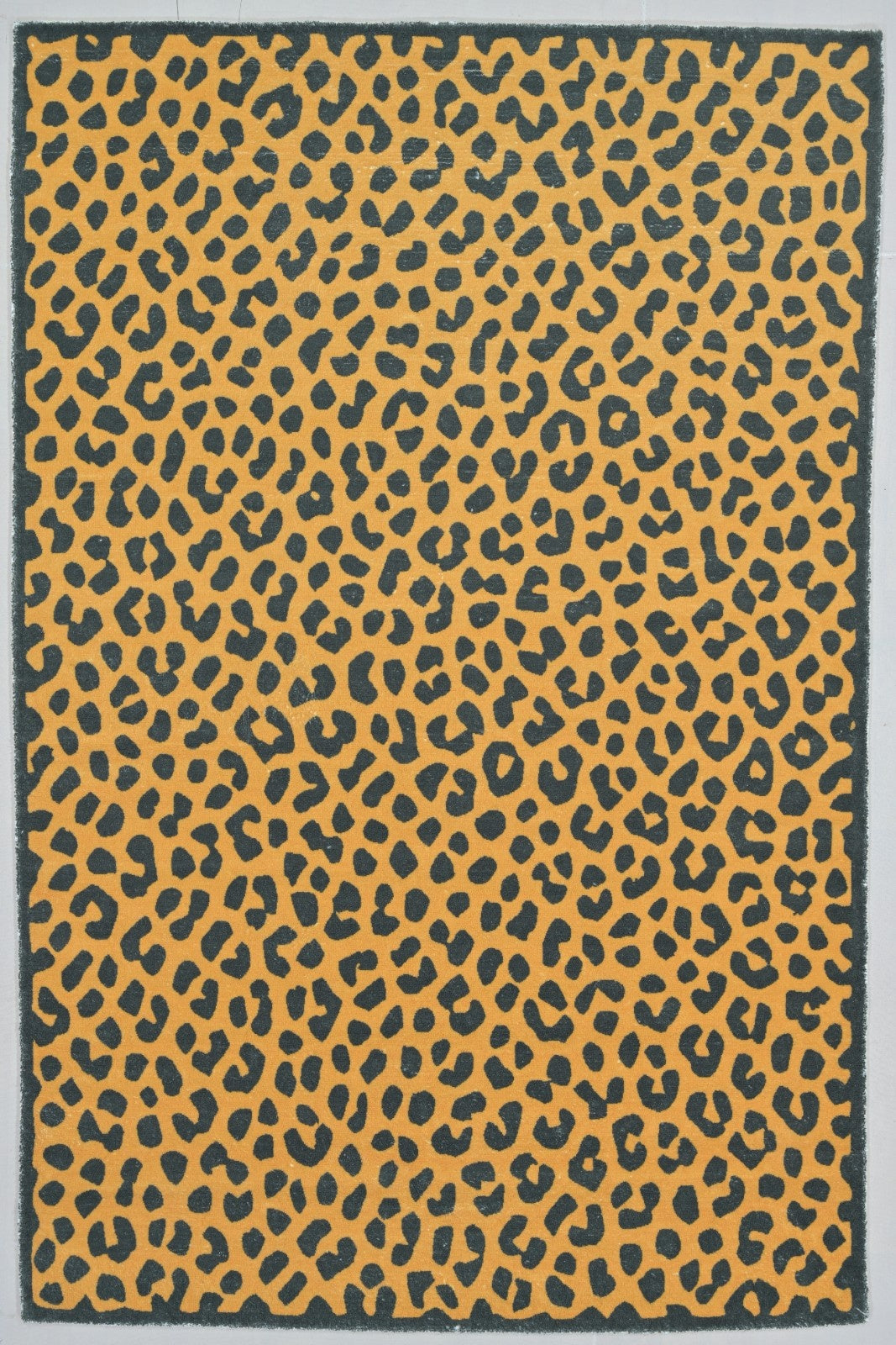 Leopard Handmade Mustard Yellow & Black Spot Area Rug – Modern Safari Style Kids Nursery Rug 9123610558613