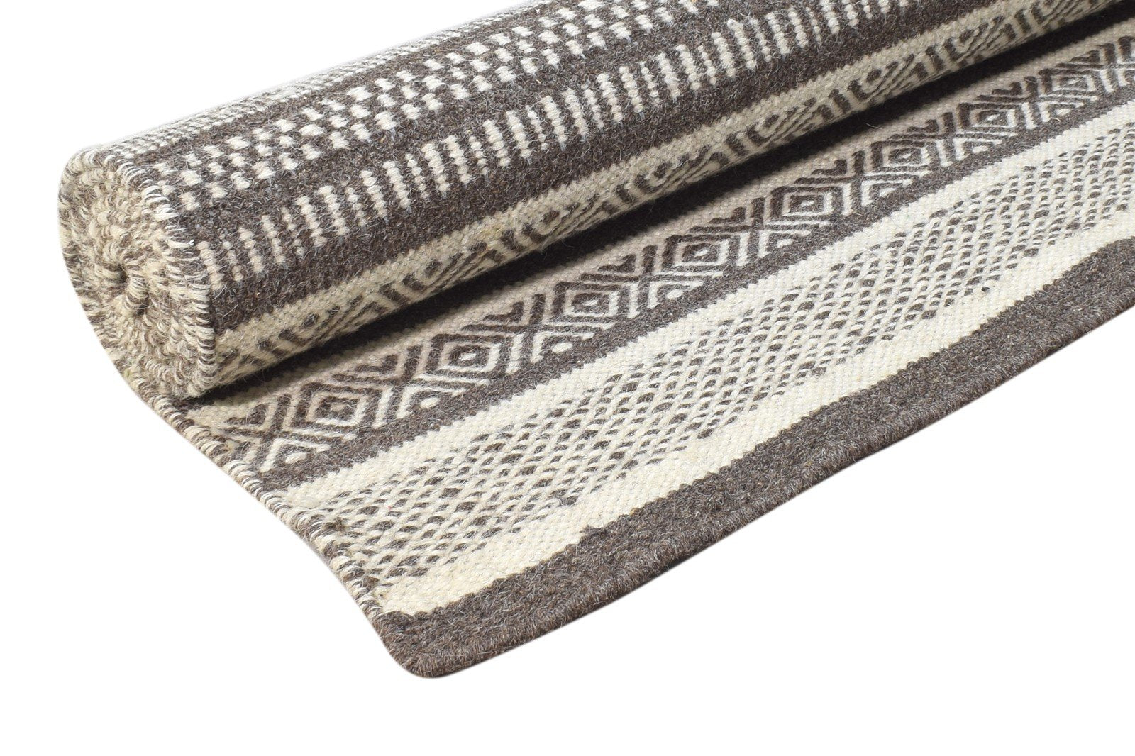 Liane Wool Brown Rug 7' X 7' Modern Dhurrie Scandinavian Tribal 7864935776405