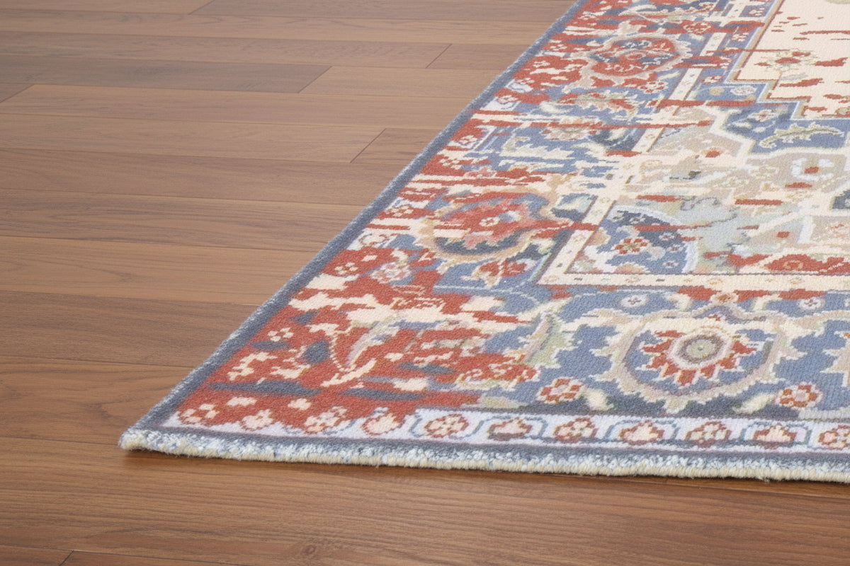 Liora Handmade Ivory & Red Medallion Area Rug – Modern Traditional Geometric 9175428923541