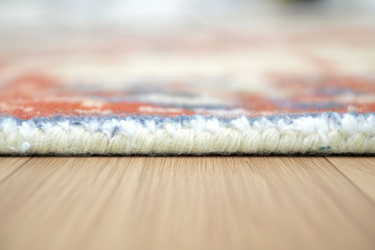 Liora Handmade Ivory & Red Medallion Area Rug – Modern Traditional Geometric 9175428923541