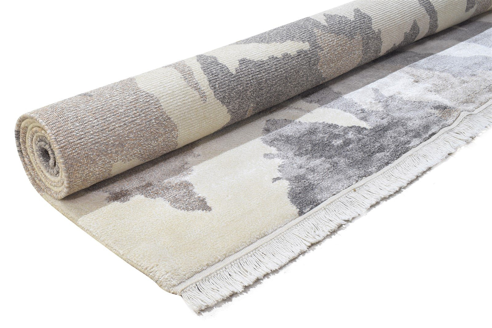 Lola Sand Wool / Silk Rug 5X8 Modern Hand Knotted Indian Abstract 7864239325333