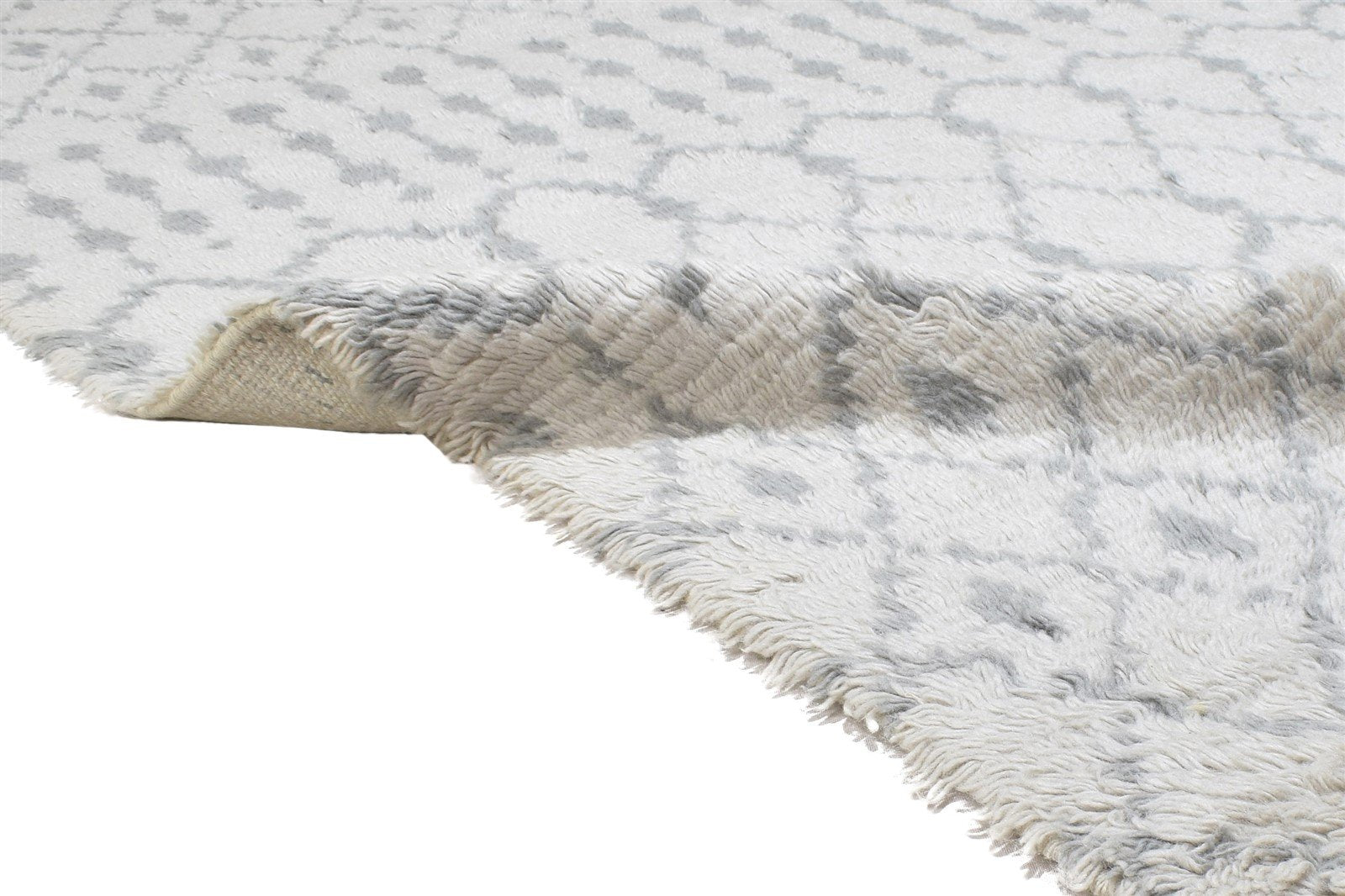 Lyssa Wool Grey Rug 5' X 7' Modern Hand Knotted Moroccan Trellis   7864151081109