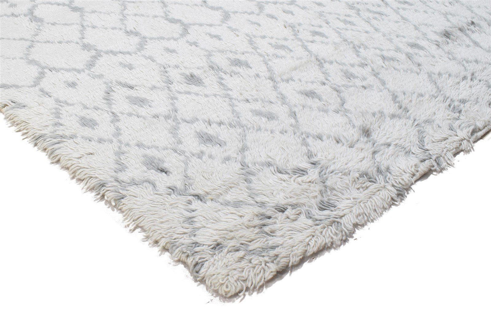 Lyssa Wool Grey Rug 5' X 7' Modern Hand Knotted Moroccan Trellis   7864151081109