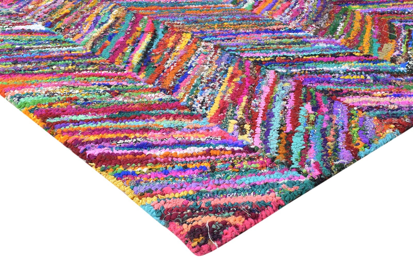 Marcellina Colorful Cotton Polyester Rug 5X8 Modern Hand Tufted Bohemian Chevron 7865131532437